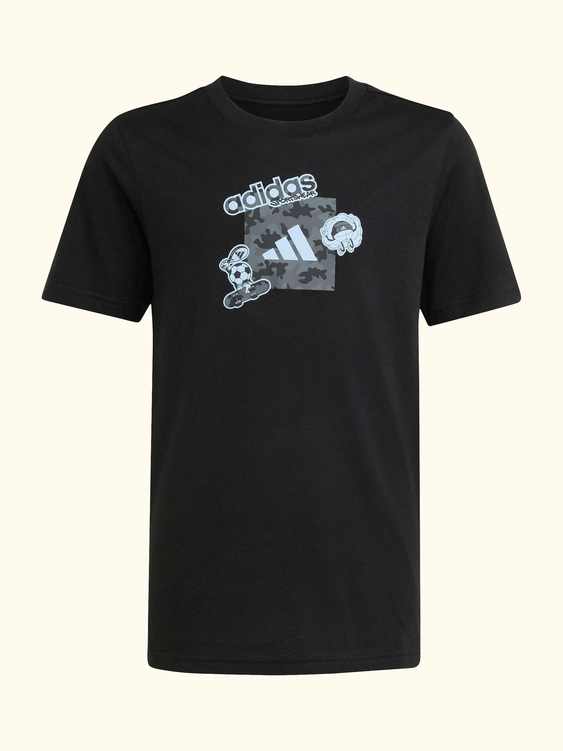 Kids' Pure Cotton Short Sleeve Camo Graphic T-Shirt, Black