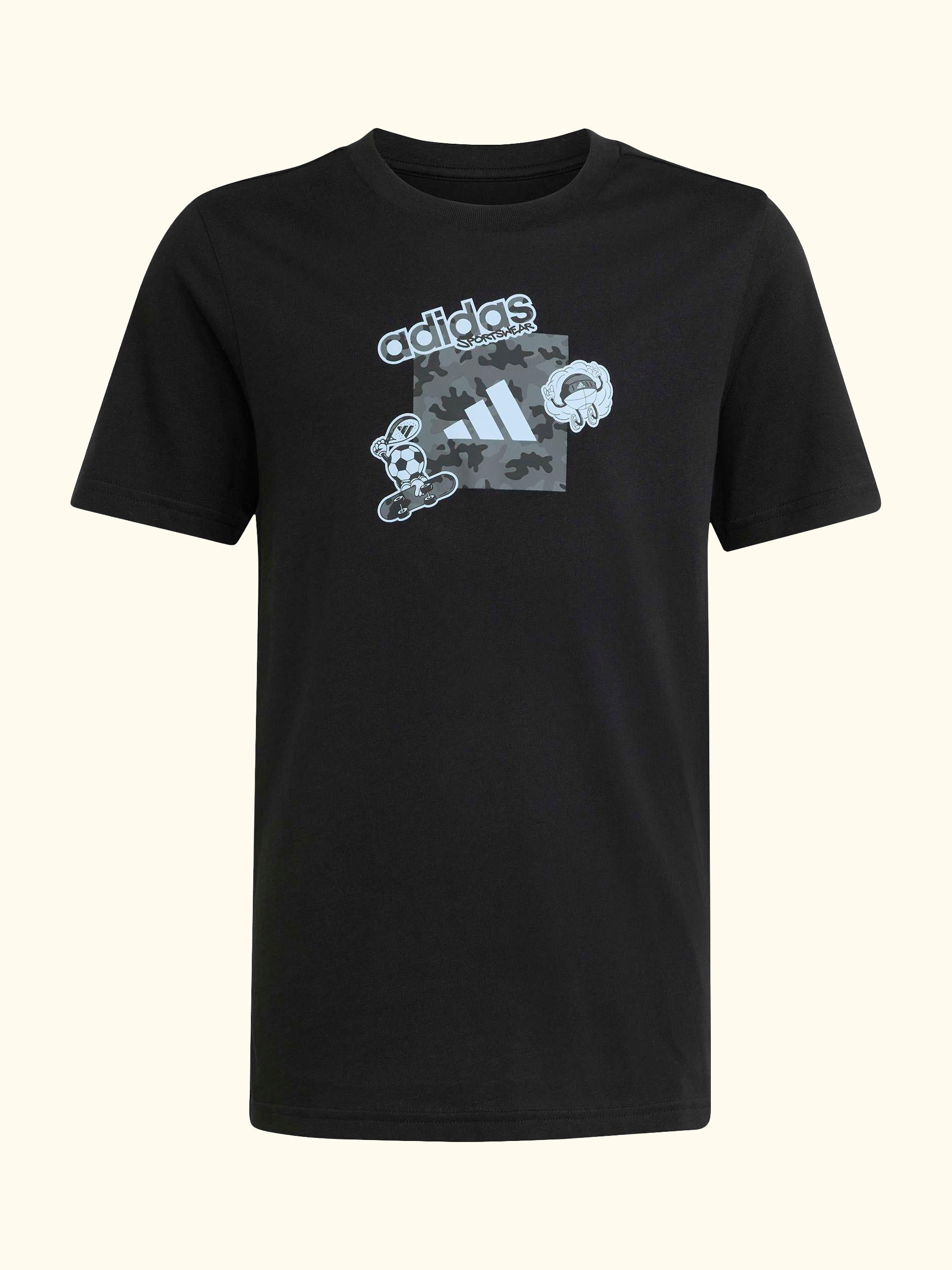 Kids' Pure Cotton Short Sleeve Camo Graphic T-Shirt, Black