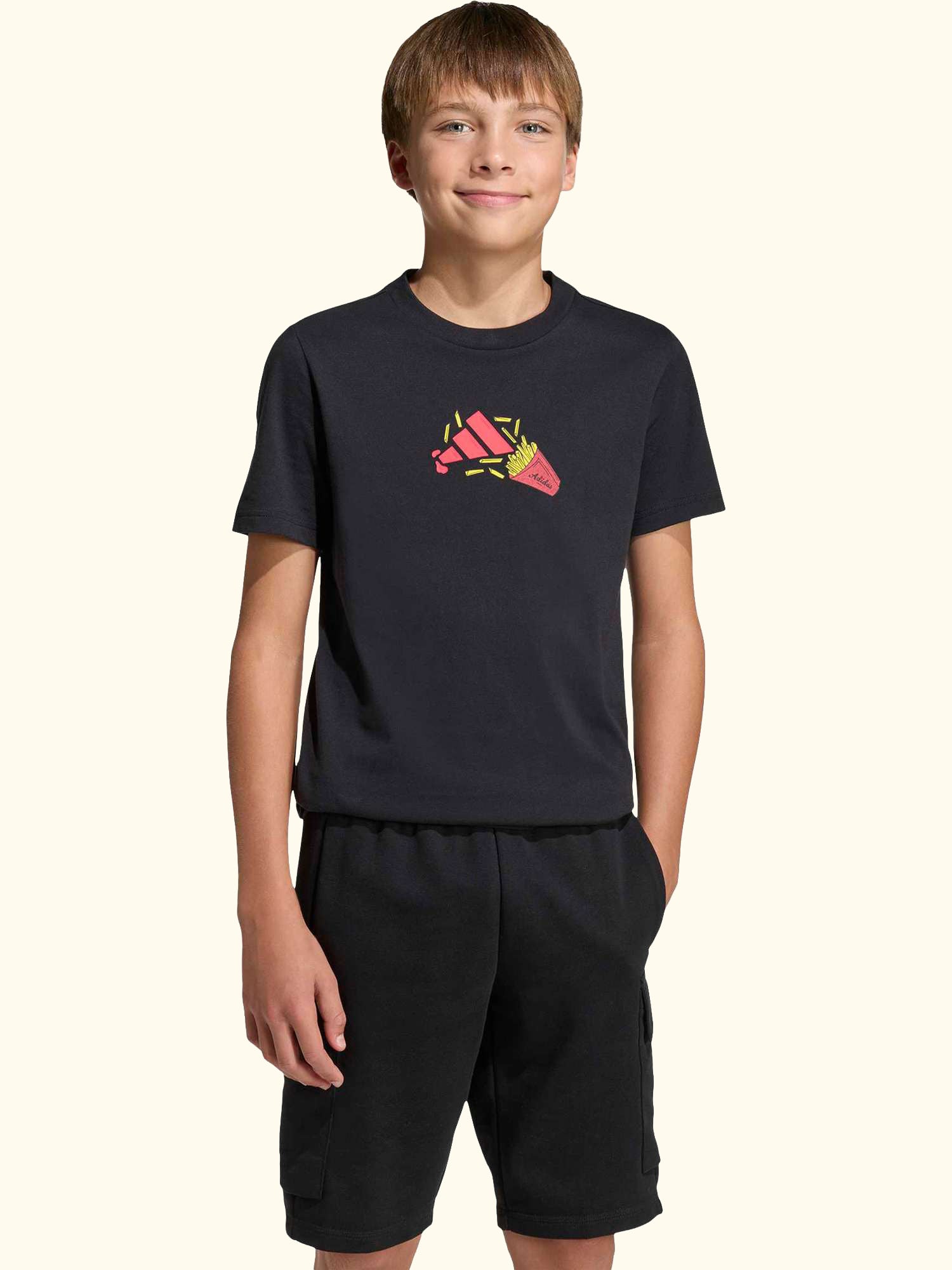 Kids' Cotton Food Print Short Sleeved T-Shirt, Black
