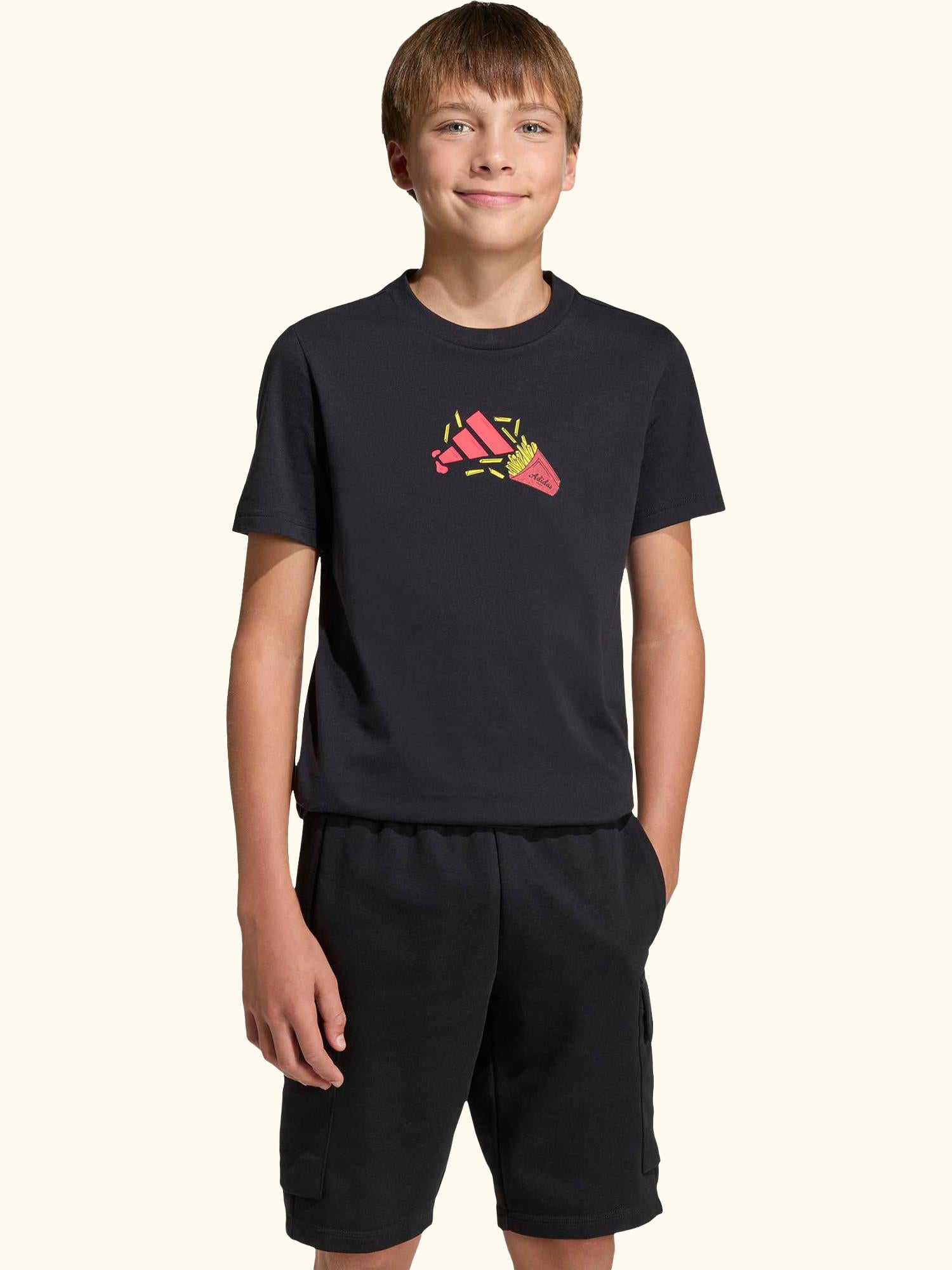 Kids' Cotton Food Print Short Sleeved T-Shirt, Black