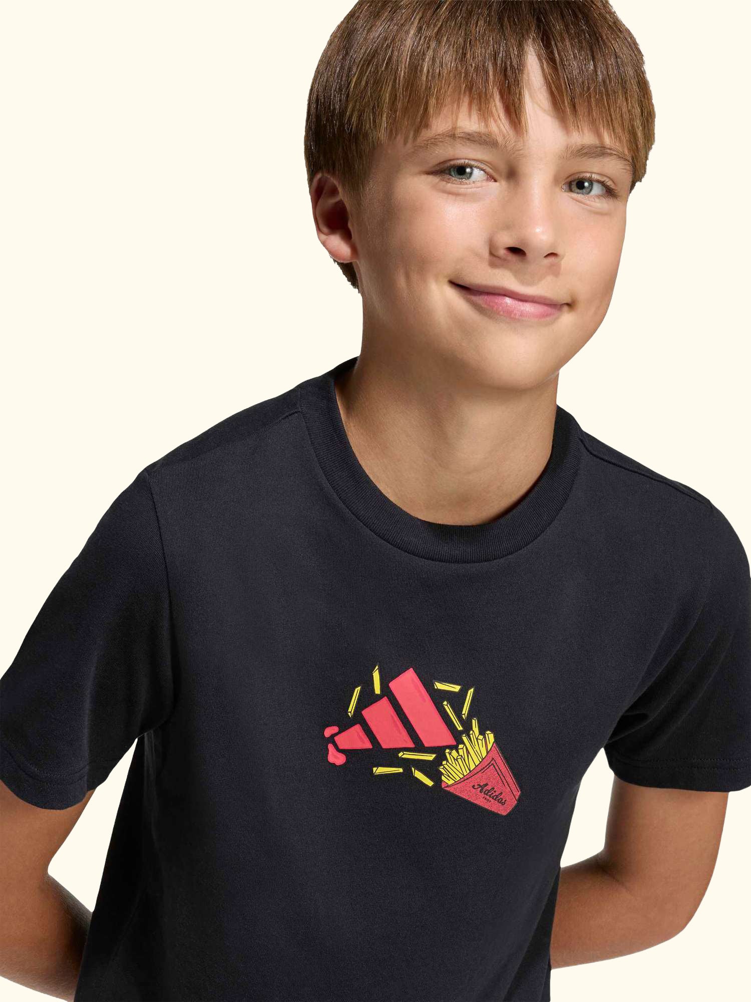 Kids' Cotton Food Print Short Sleeved T-Shirt, Black