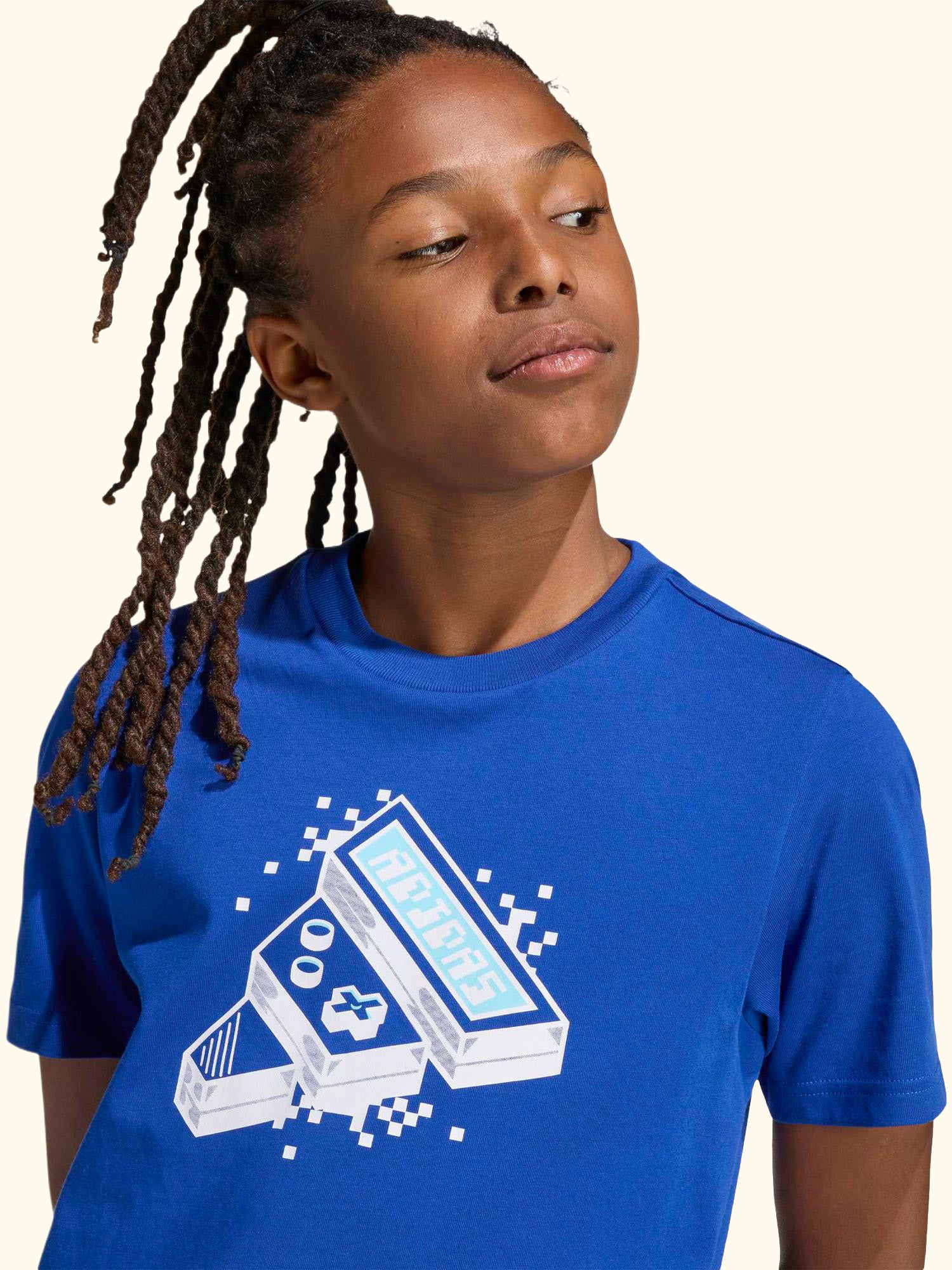 Kids' Cotton Short Sleeved Gaming Graphic T-Shirt, Team Royal Blue