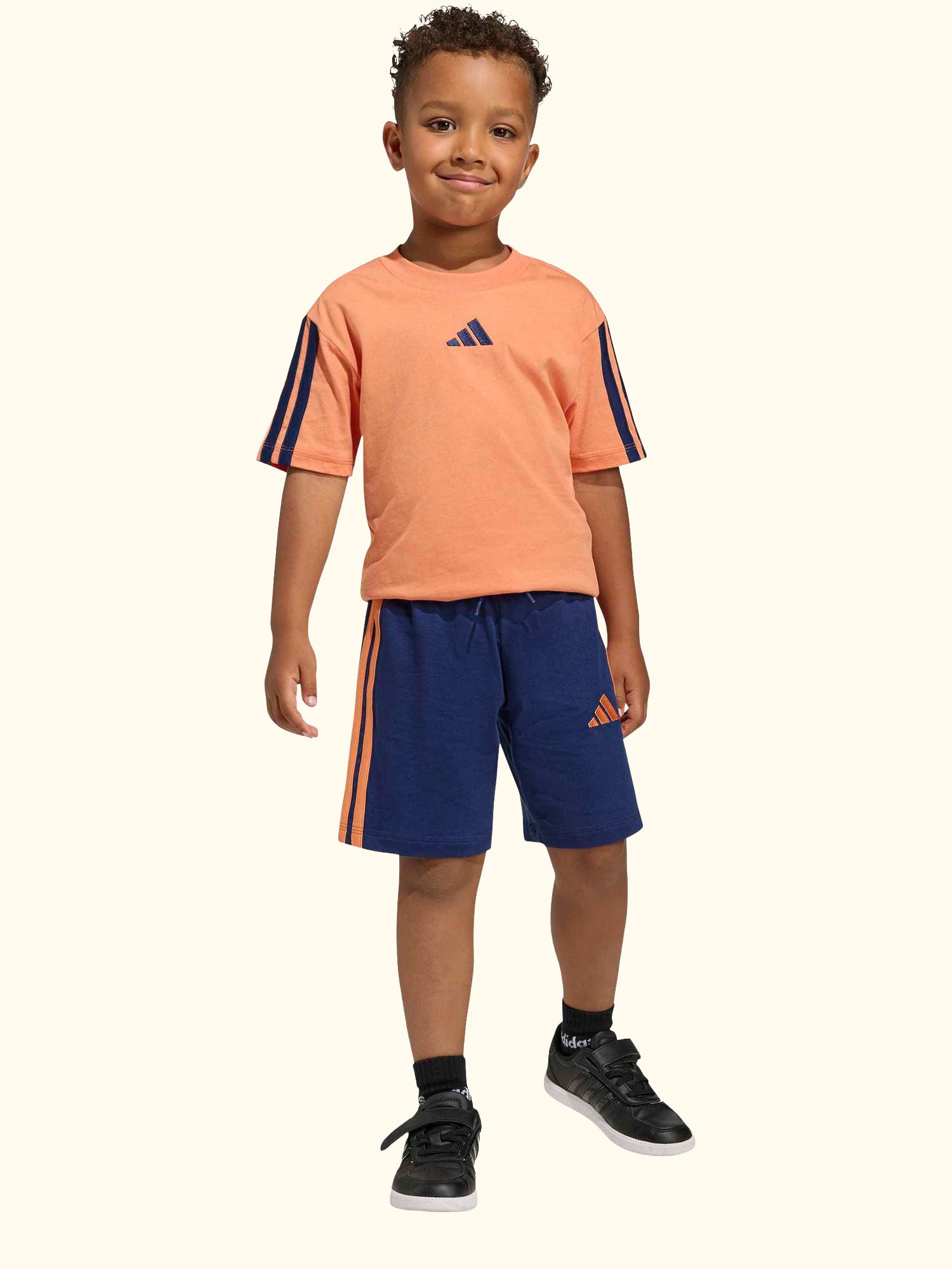 Kids' T-Shirt and Shorts Set, Dusky Orange/Dark Blue