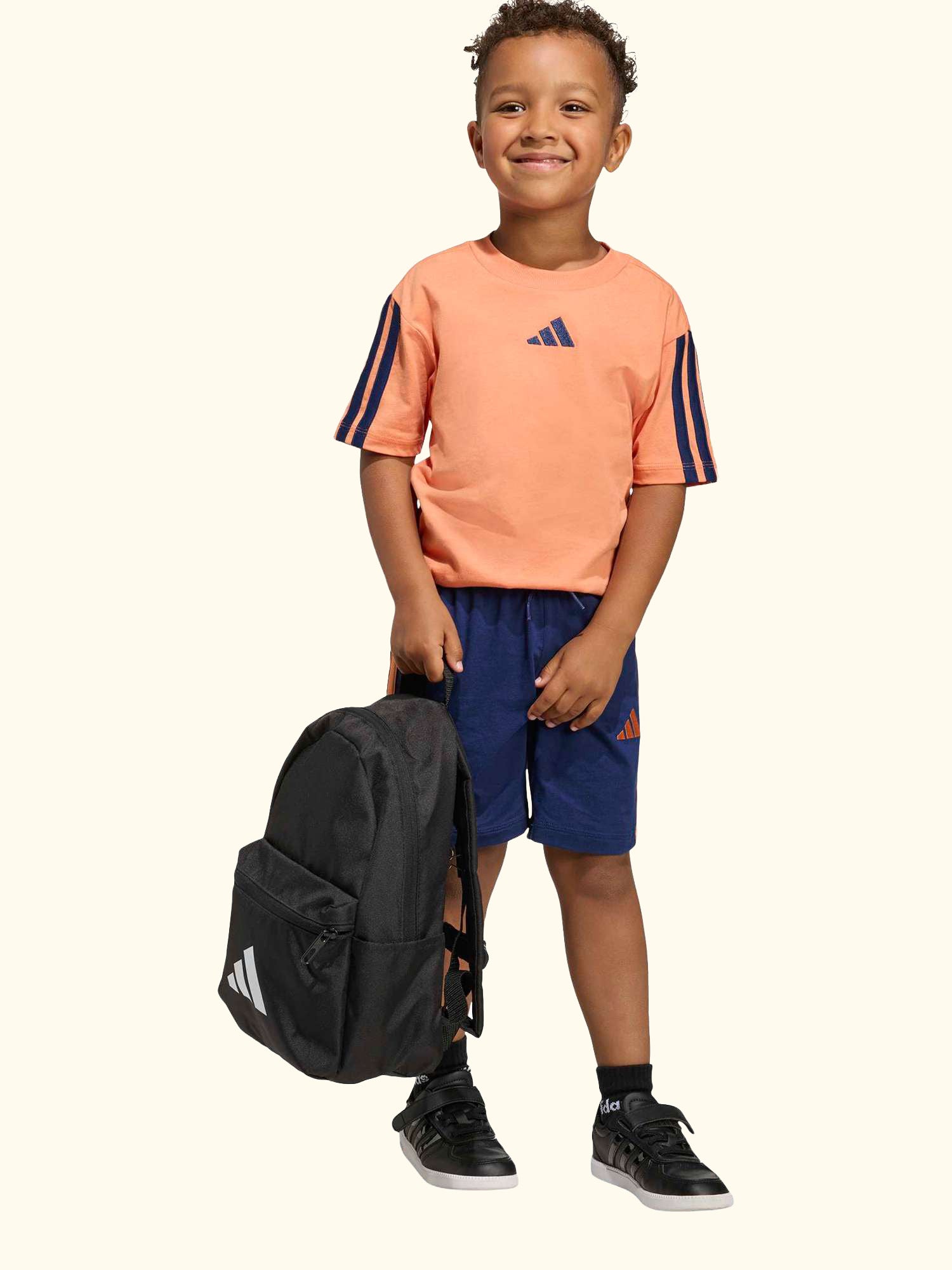 Kids' T-Shirt and Shorts Set, Dusky Orange/Dark Blue