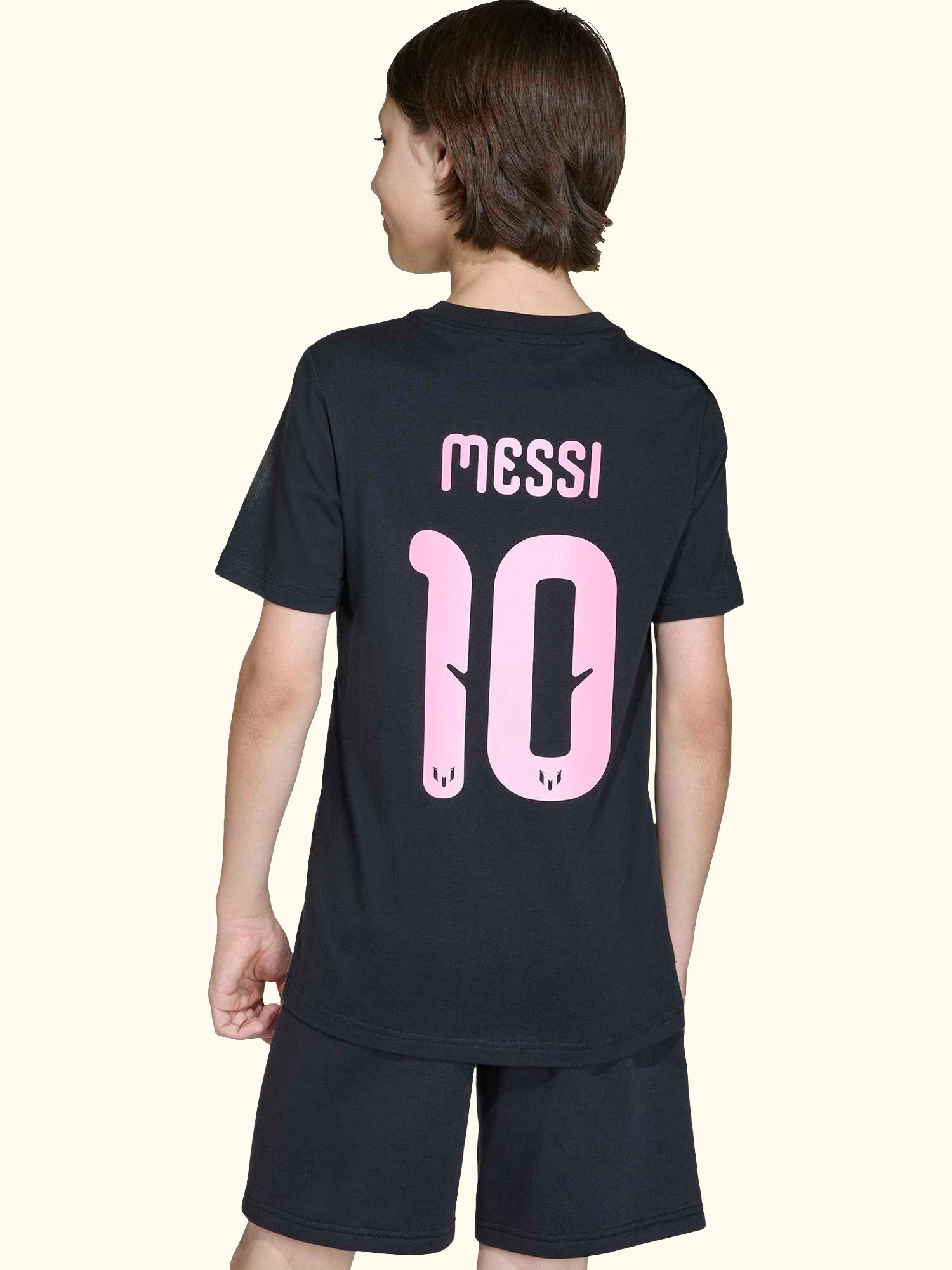 Kids' Messi Name & Number Graphic T-Shirt, Black