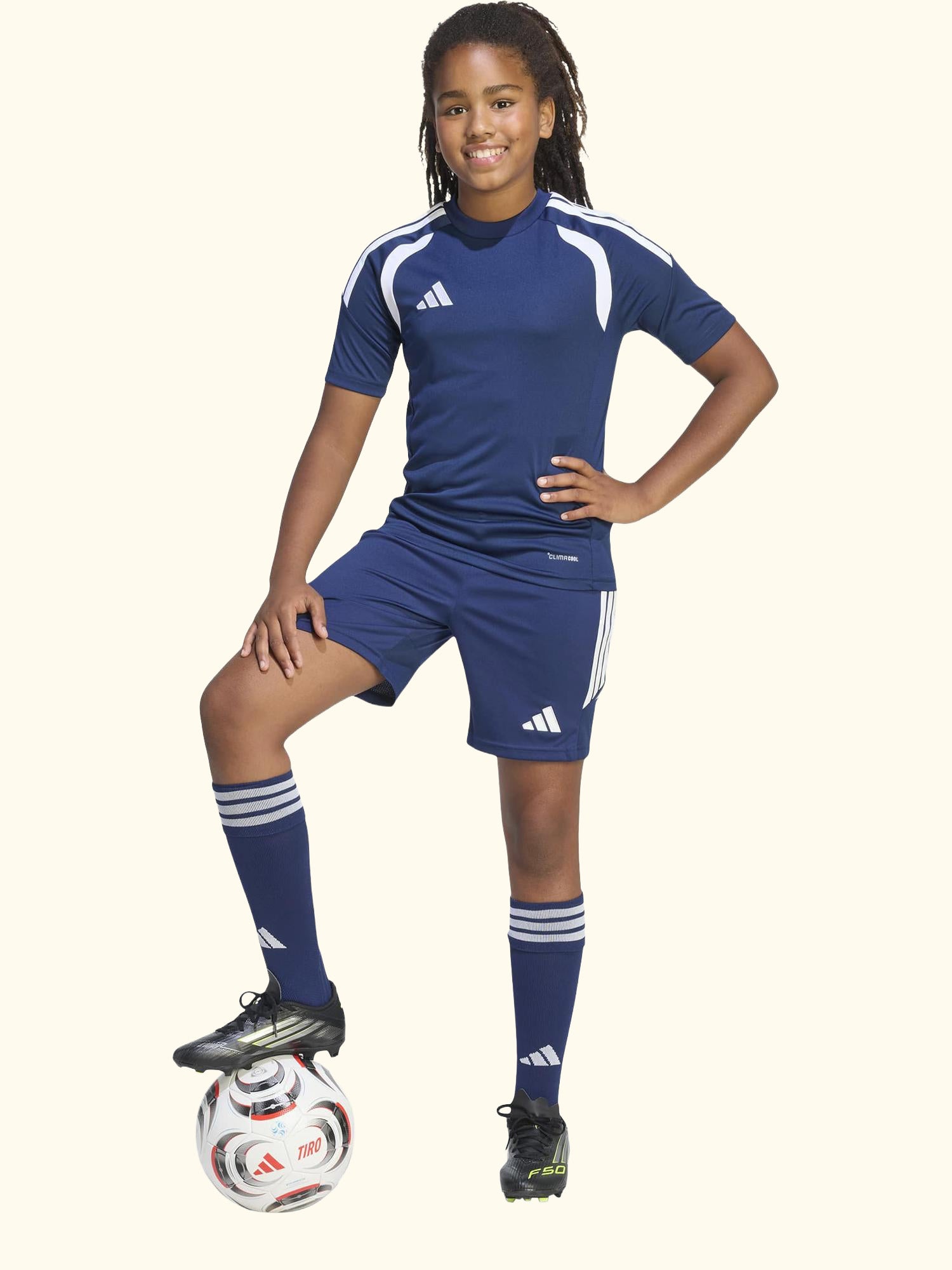 Kids' Tiro26 League Football Shorts, Team Navy Blue/White