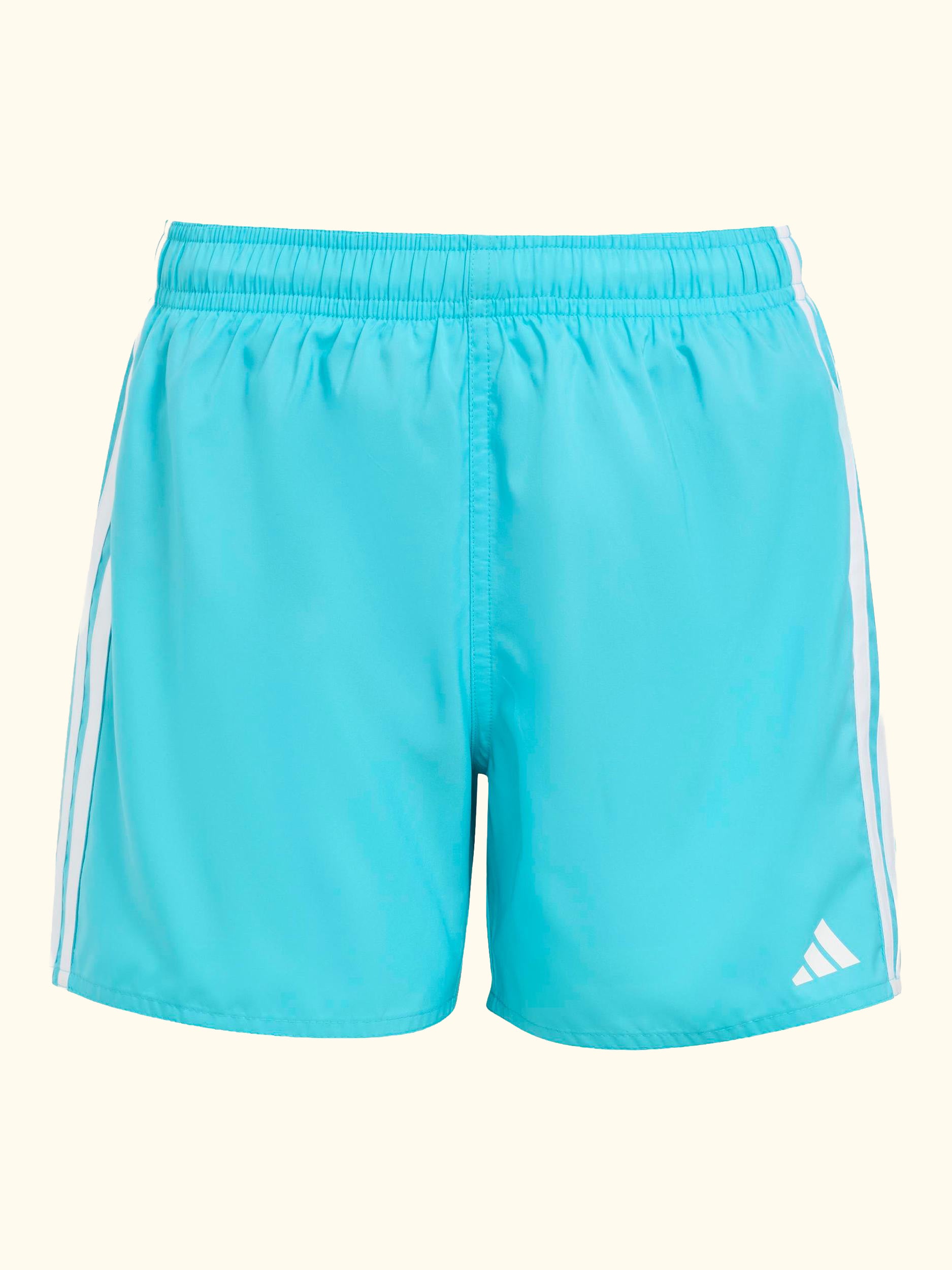 Kids' 3-Stripe Swim Shorts, Lucid Cyan/White
