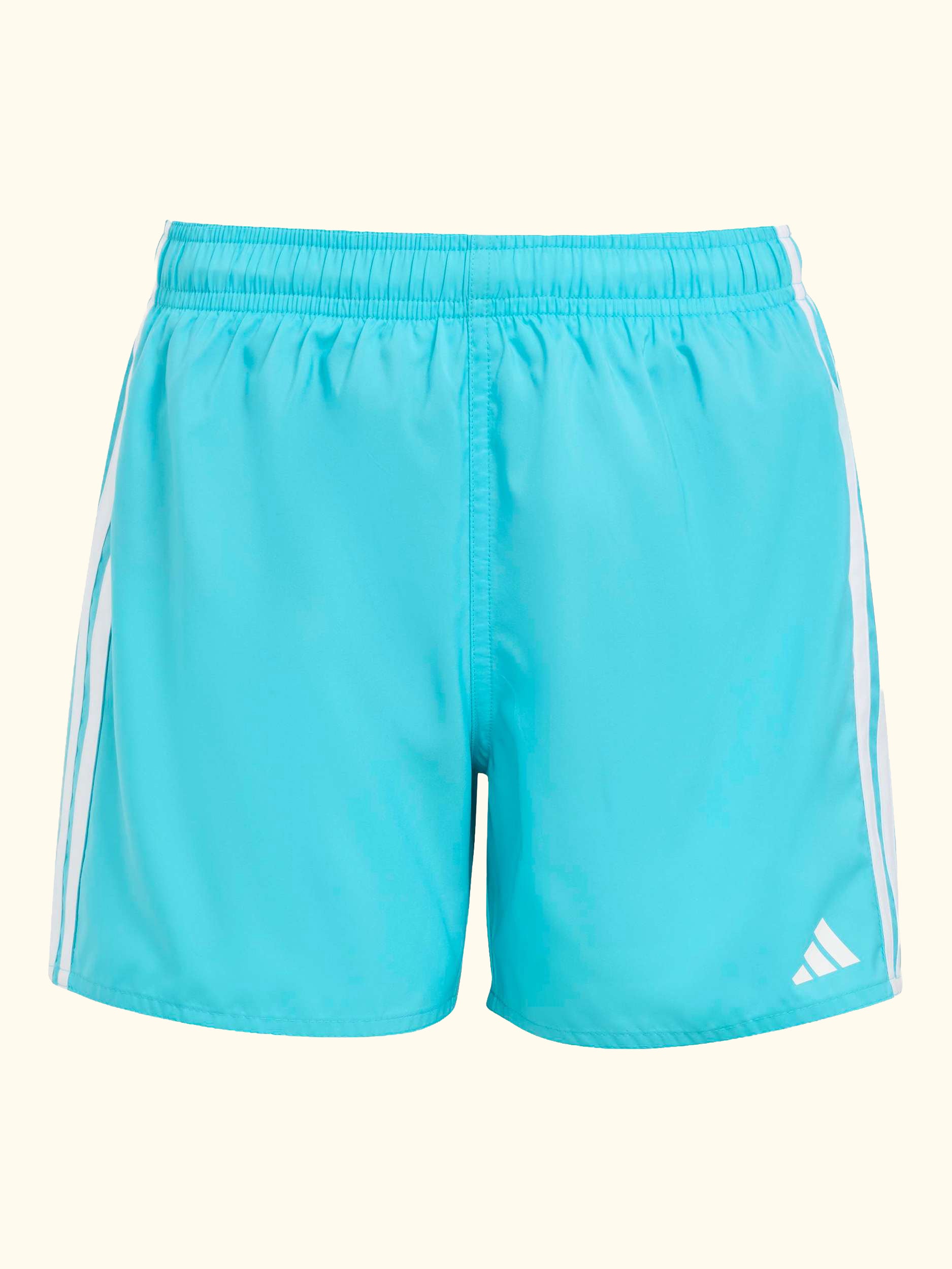 Kids' 3-Stripe Swim Shorts, Lucid Cyan/White