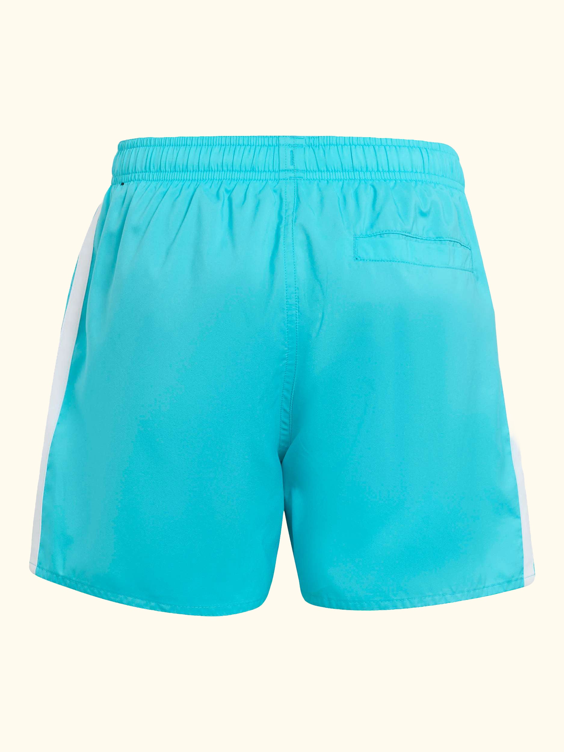 Kids' 3-Stripe Swim Shorts, Lucid Cyan/White