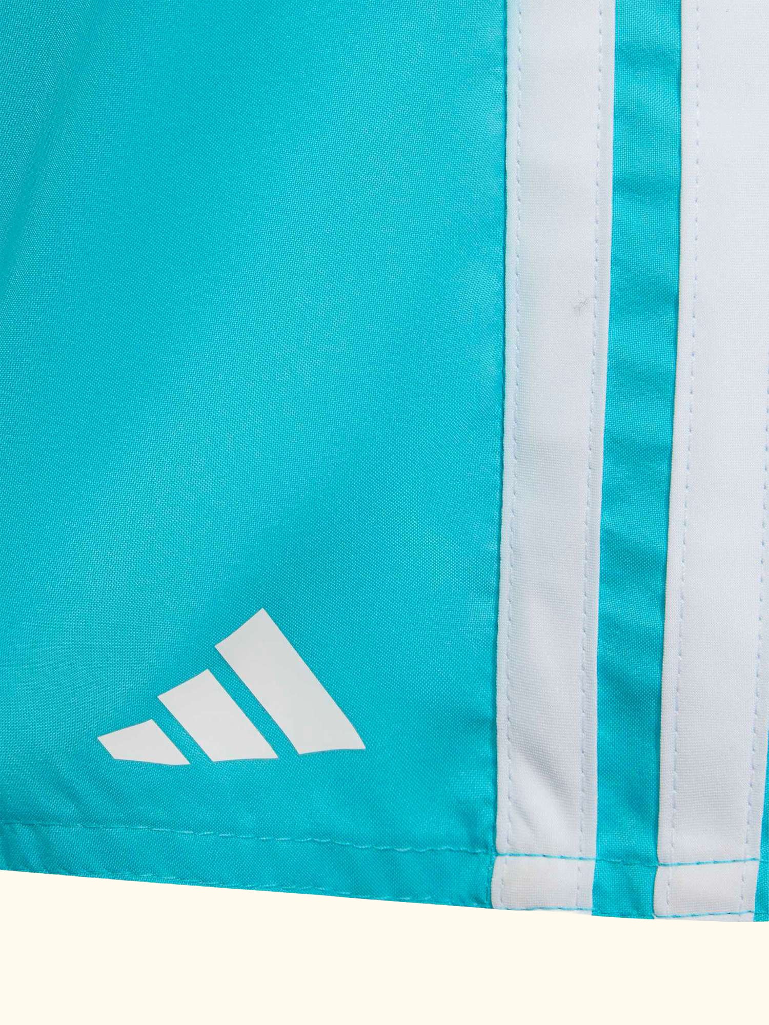 Kids' 3-Stripe Swim Shorts, Lucid Cyan/White
