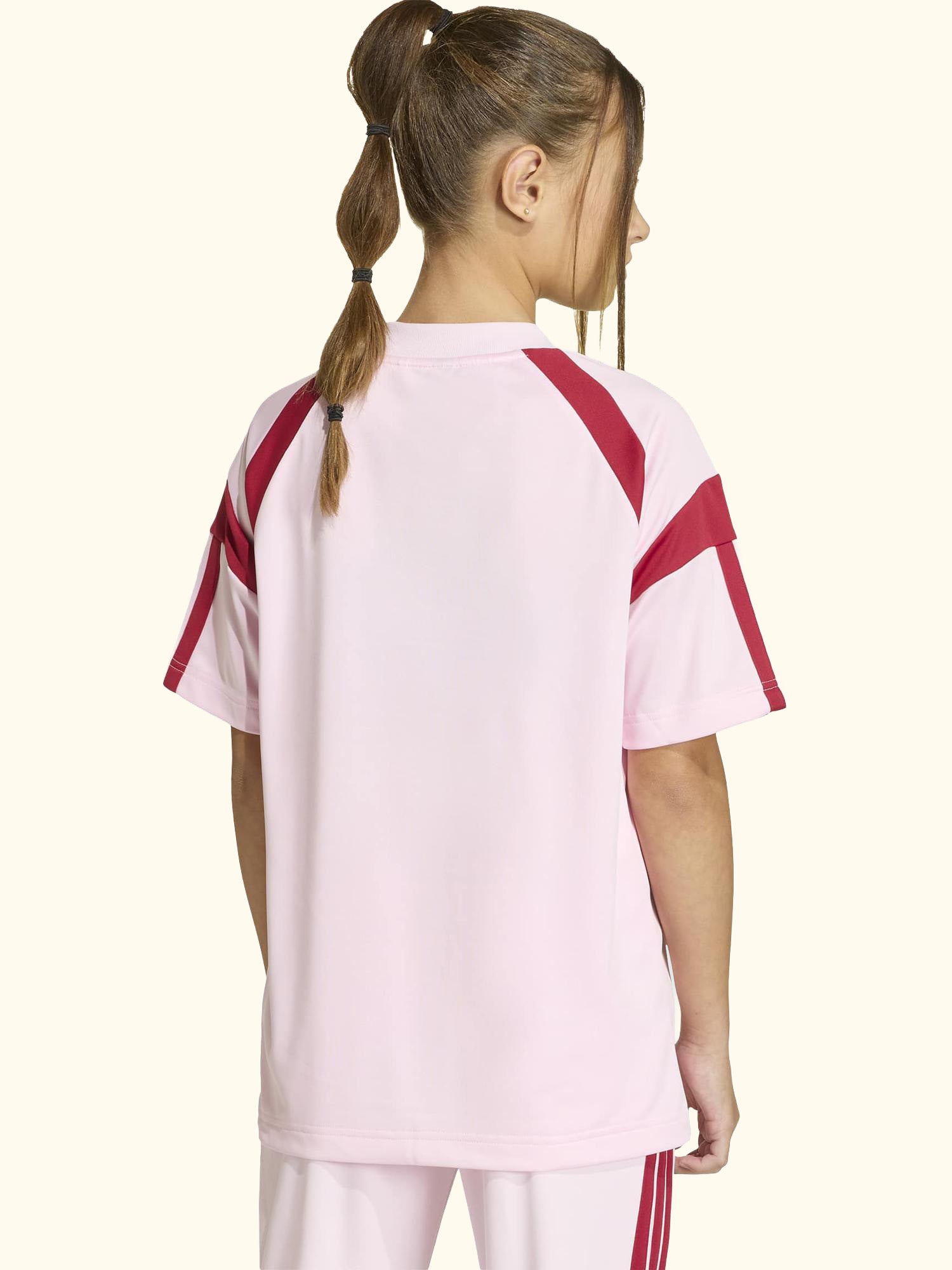 Kids' House of Tiro Short Sleeved T-Shirt, Clear Pink/Active Maroon