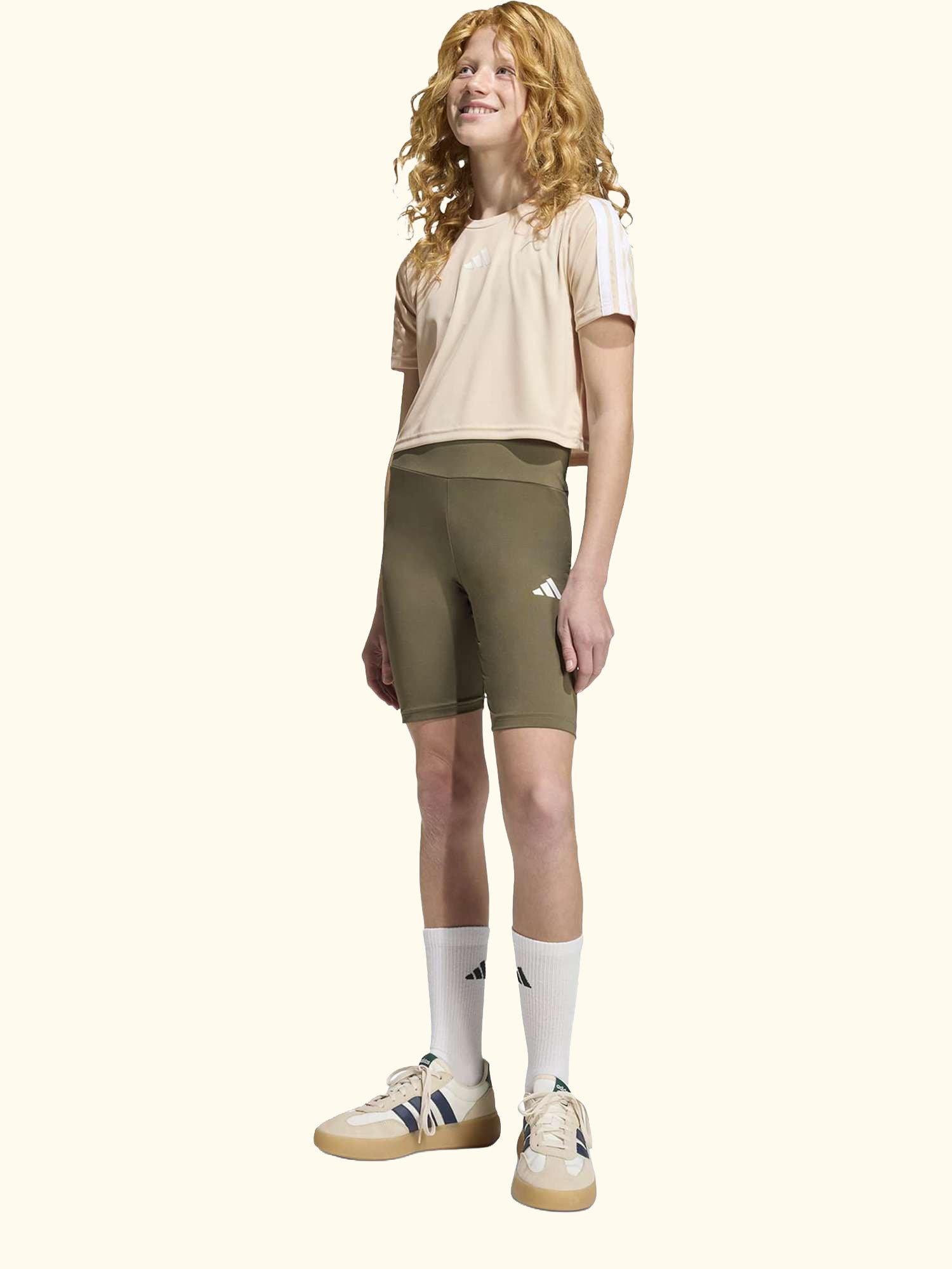 Kids' Train Essentials 3-Stripes T-Shirt and Shorts Set, Crystal Linen/White