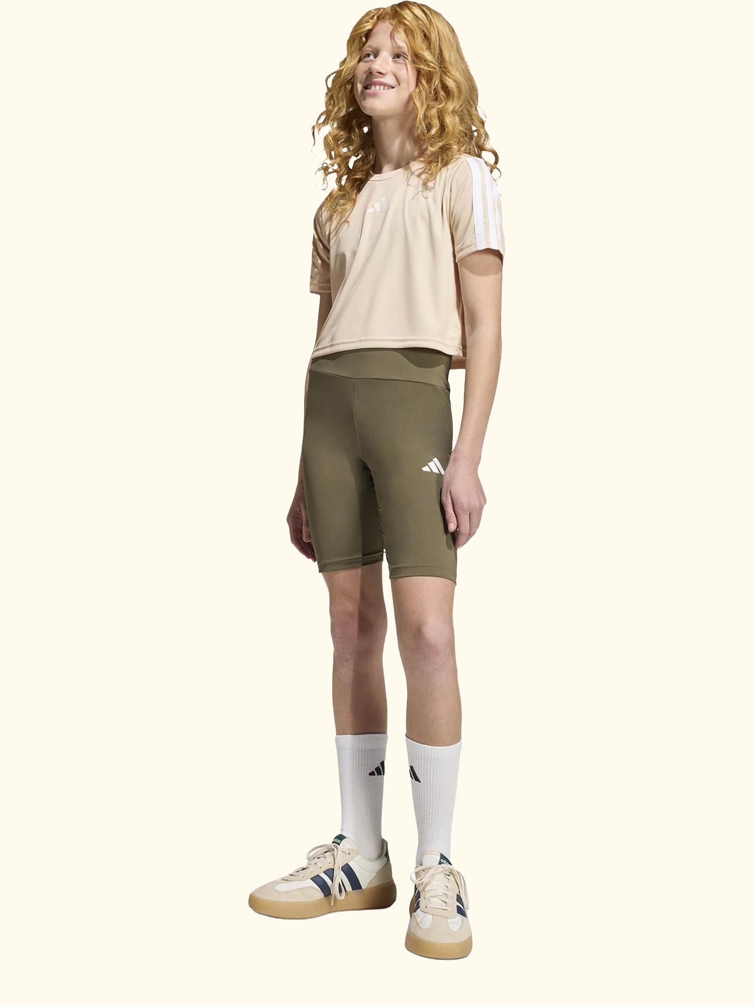 Kids' Train Essentials 3-Stripes T-Shirt and Shorts Set, Crystal Linen/White
