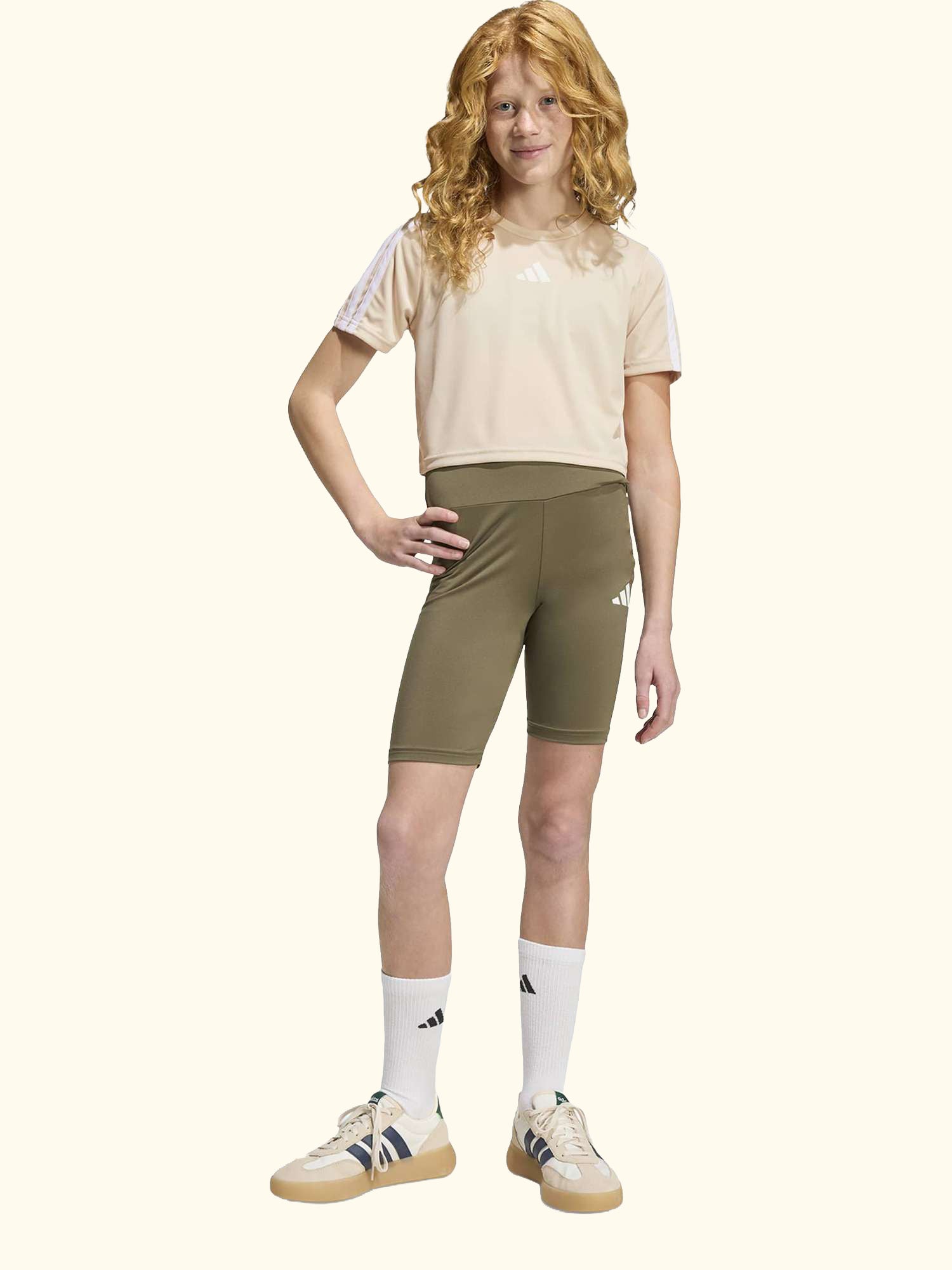 Kids' Train Essentials 3-Stripes T-Shirt and Shorts Set, Crystal Linen/White