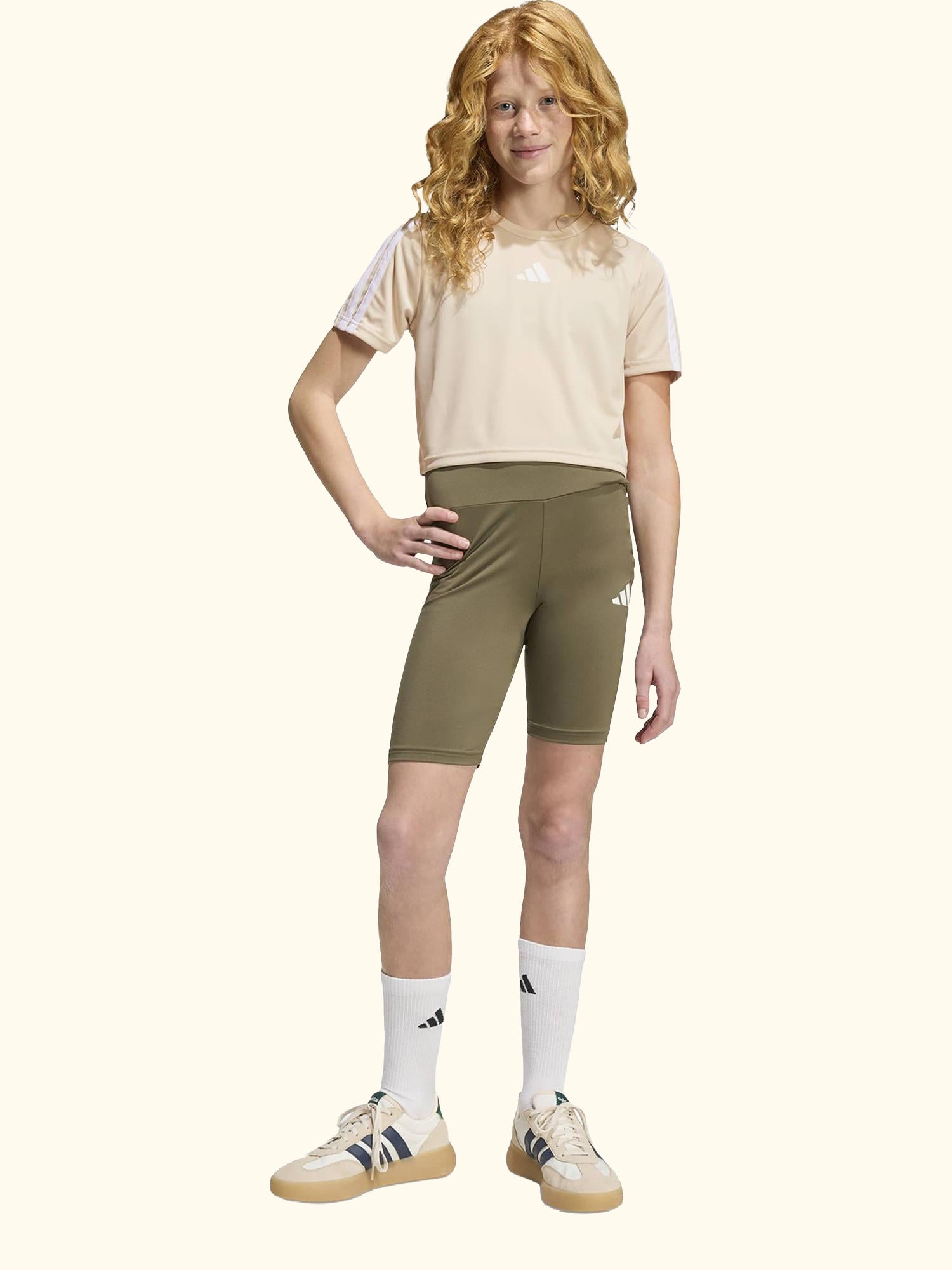 Kids' Train Essentials 3-Stripes T-Shirt and Shorts Set, Crystal Linen/White