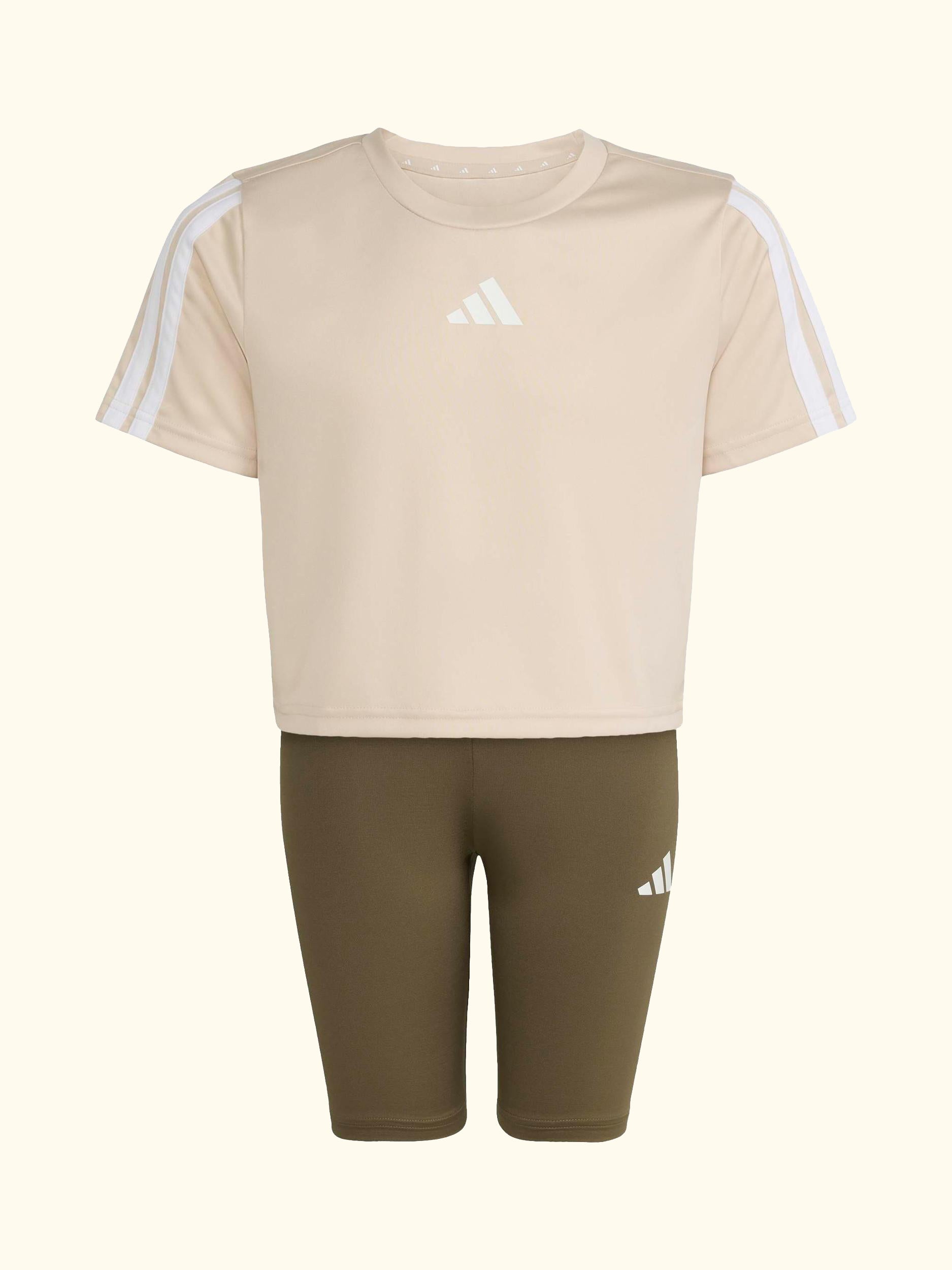 Kids' Train Essentials 3-Stripes T-Shirt and Shorts Set, Crystal Linen/White