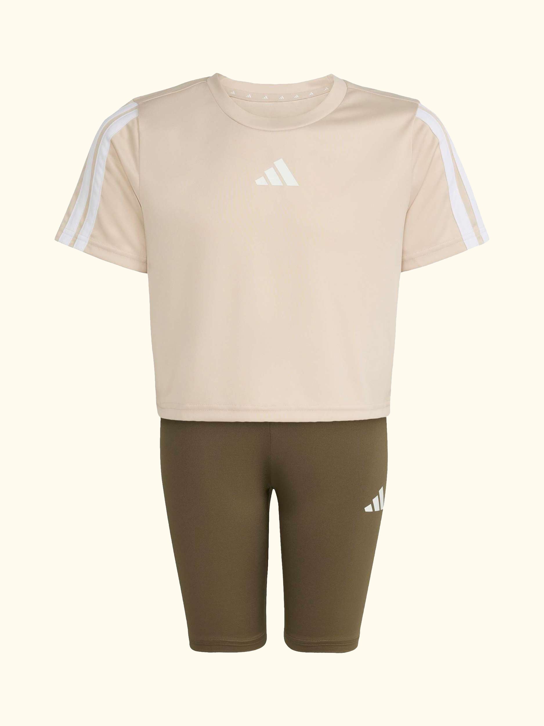 Kids' Train Essentials 3-Stripes T-Shirt and Shorts Set, Crystal Linen/White