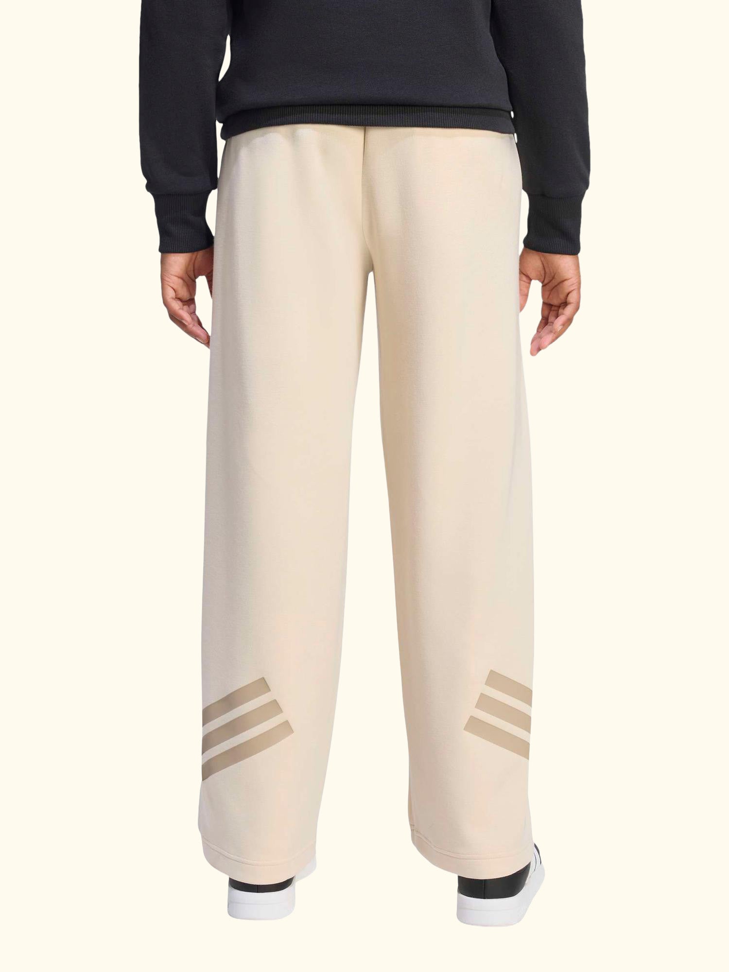 Kids' Future Icons 3-Stripes Wide Leg Trousers, Crystal Linen/ Trace Khaki