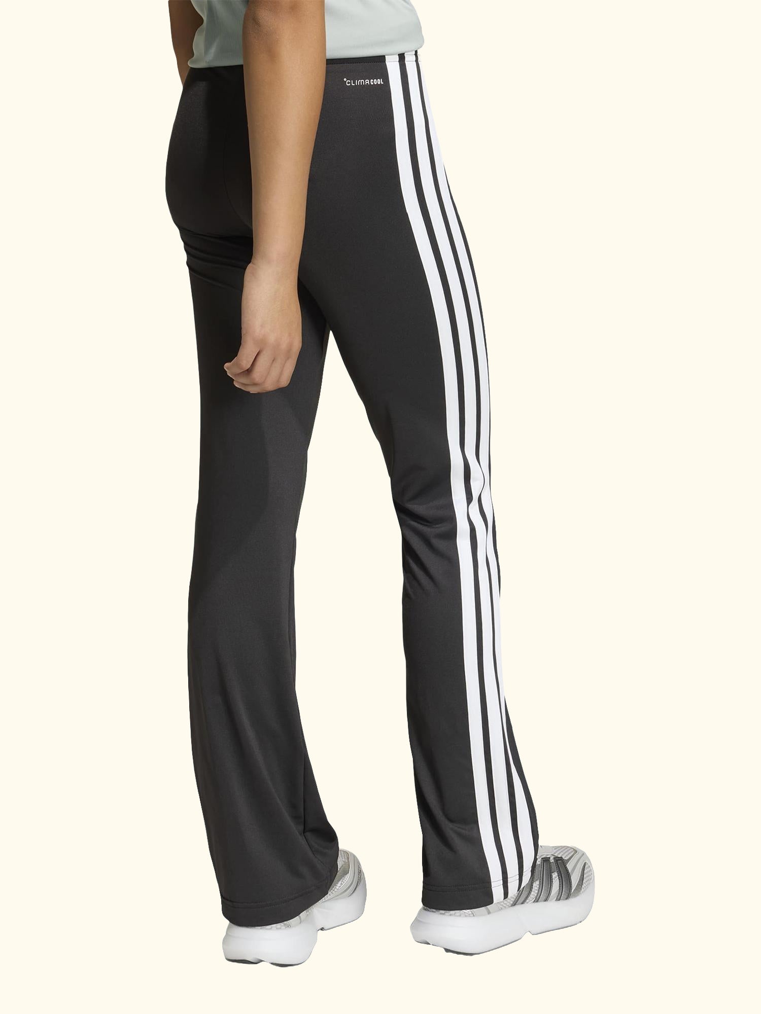 Kids' Train Essentials 3-Stripes Flared Leggings, Black/White