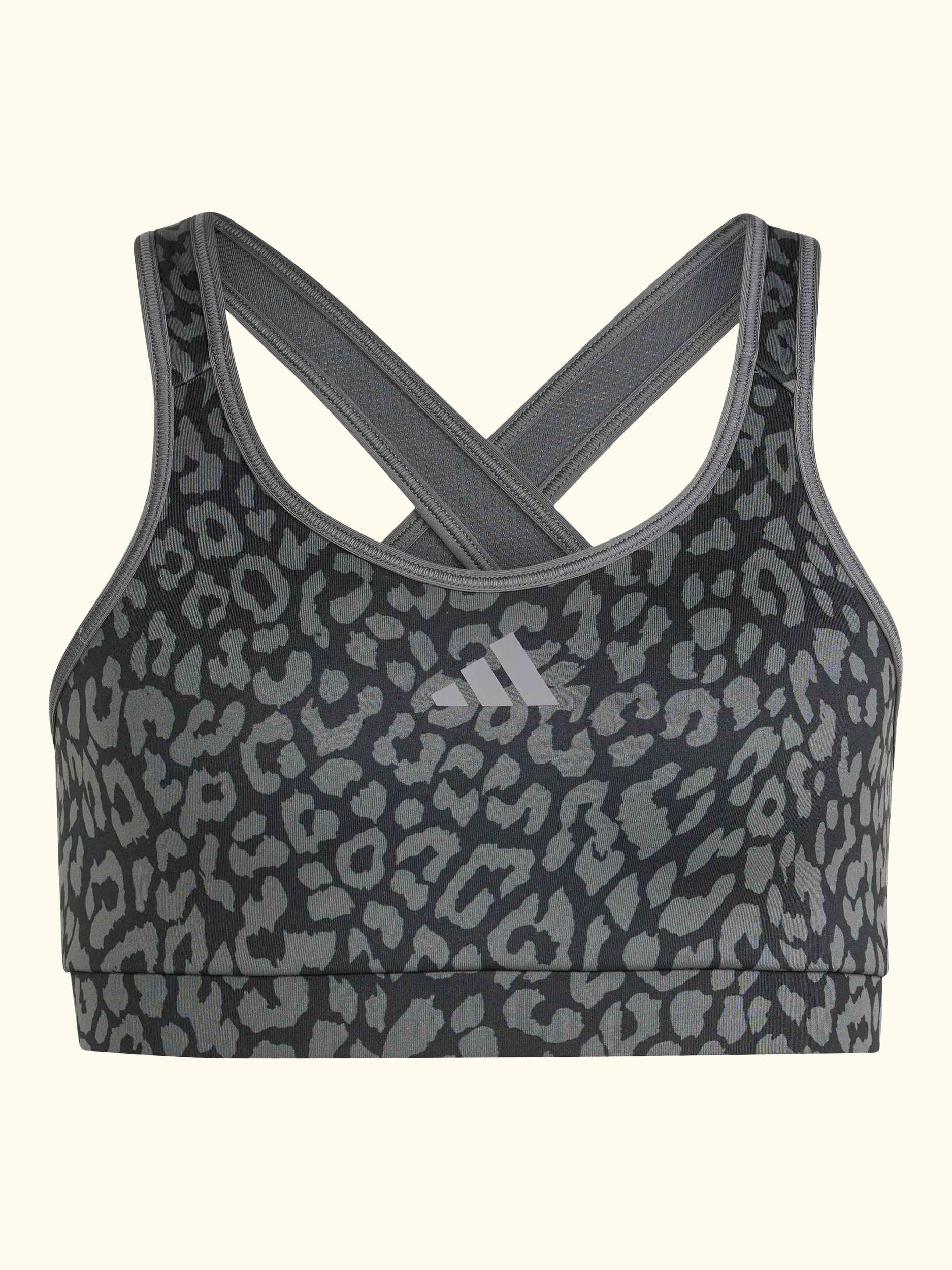 Kids' Future Icons Optime Medium Support Sports Bra, Black/Grey Six/Grey Four