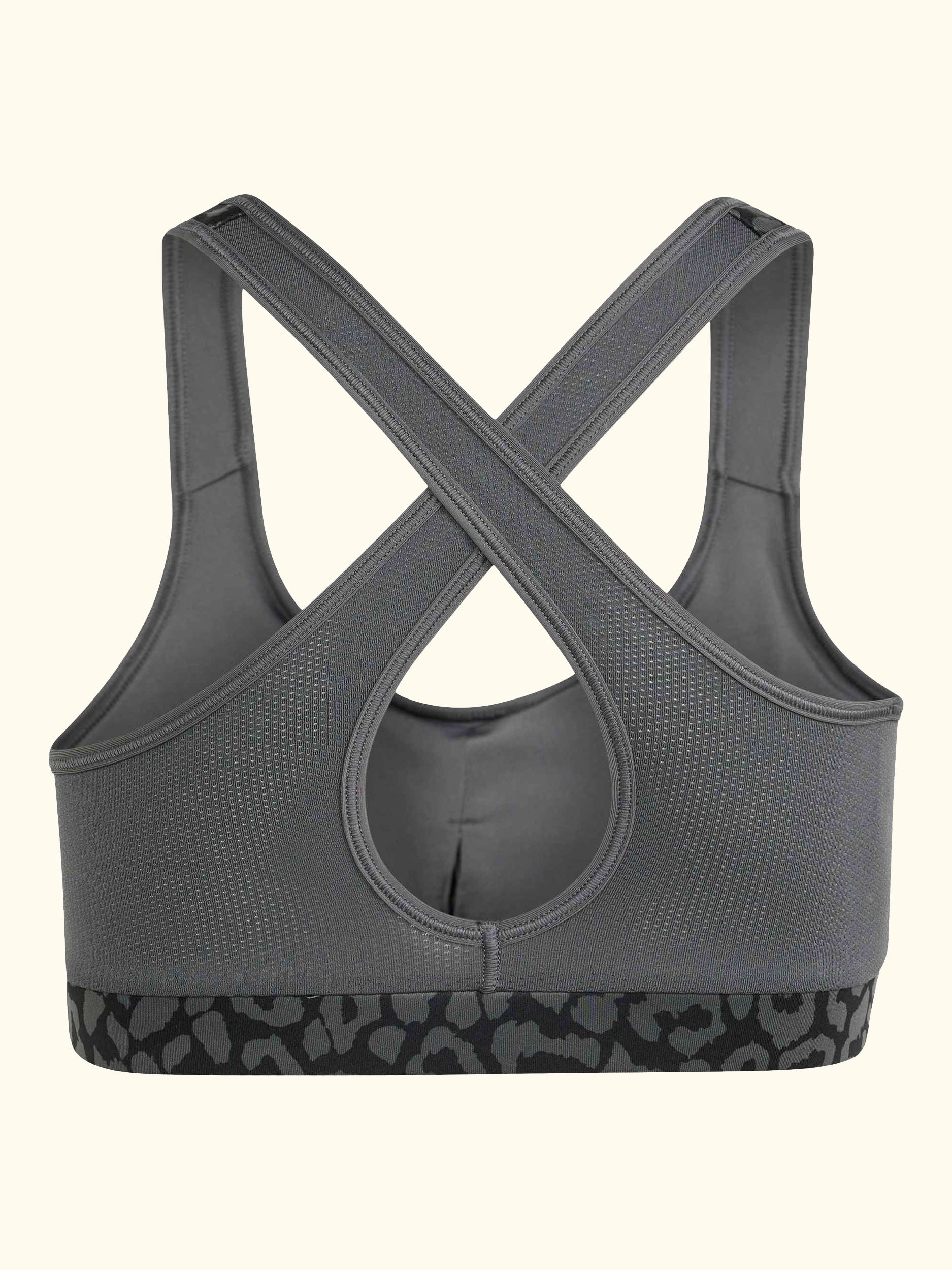 Kids' Future Icons Optime Medium Support Sports Bra, Black/Grey Six/Grey Four
