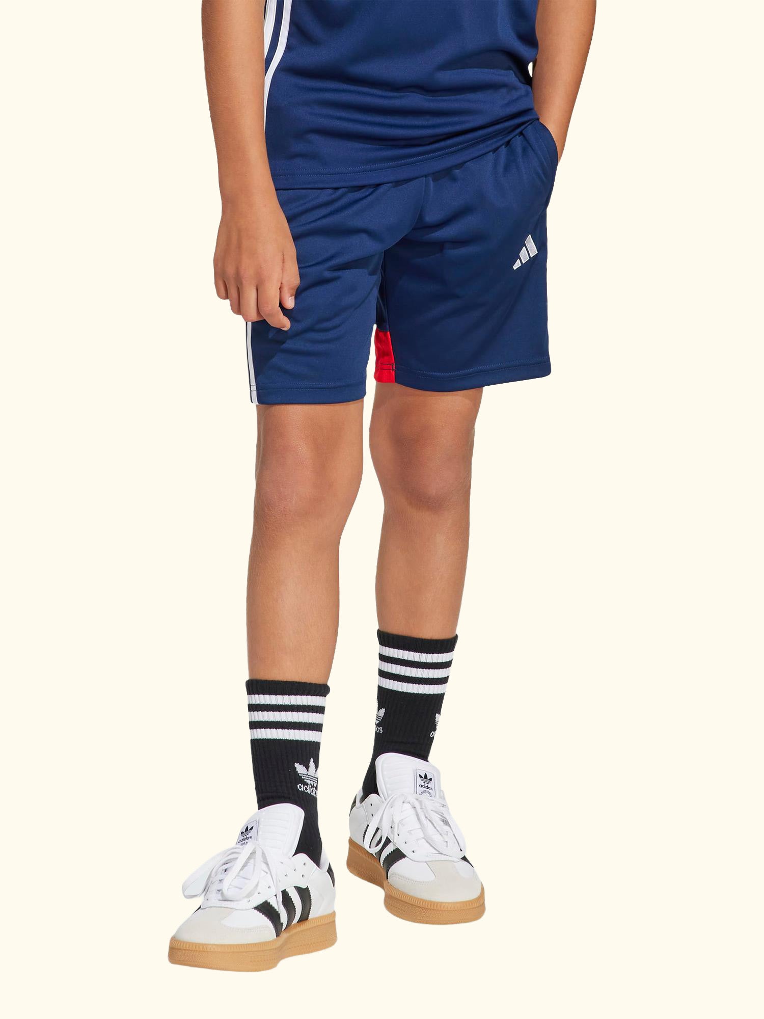 Kids' Tiro 25 Essentials Shorts, Team Navy Blue/Red