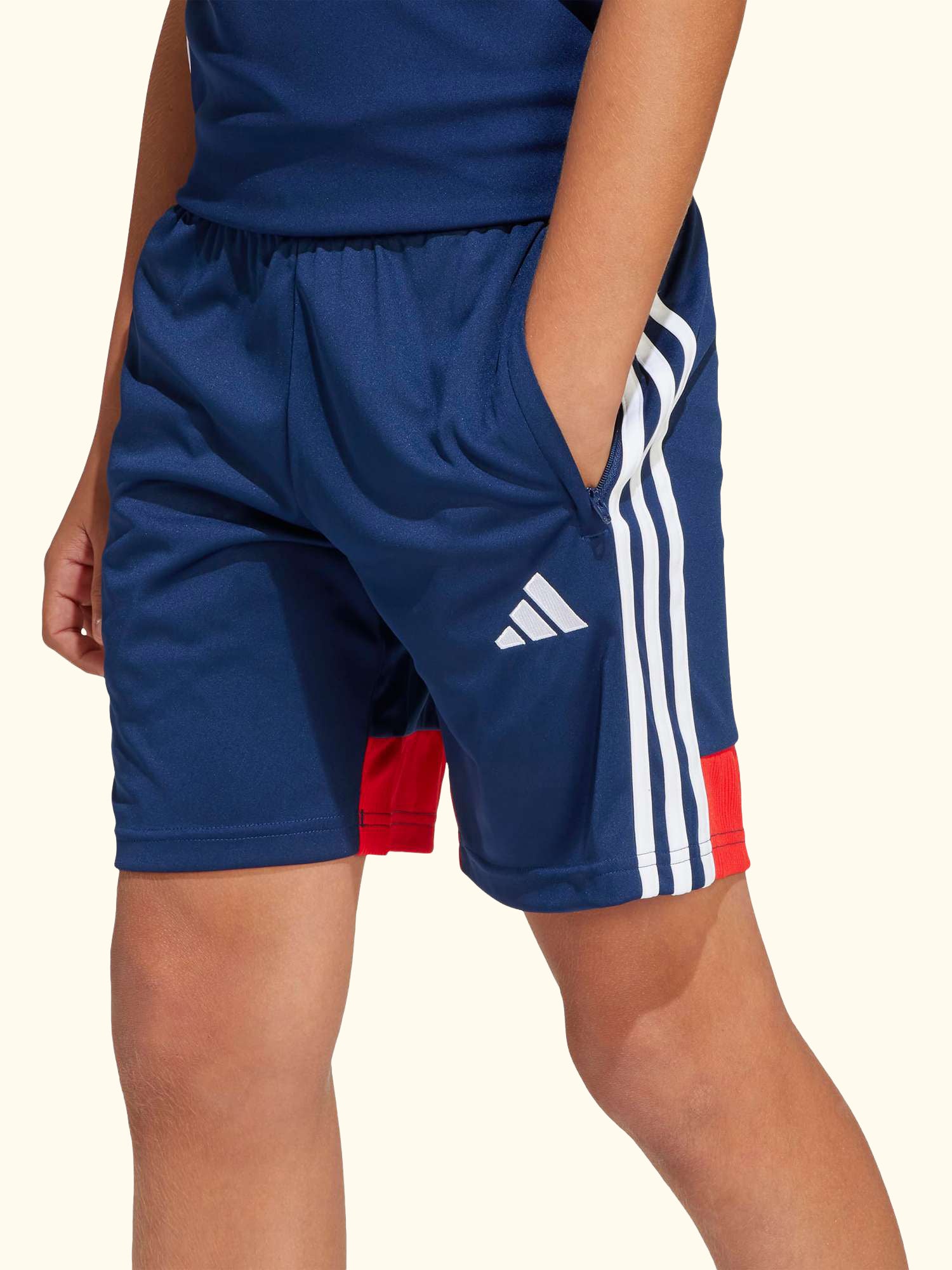 Kids' Tiro 25 Essentials Shorts, Team Navy Blue/Red