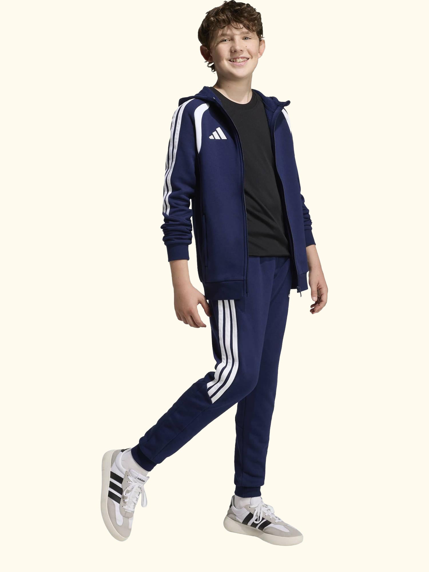 Kids' Tiro26 League Full Zip Hoodie, Team Navy Blue/White