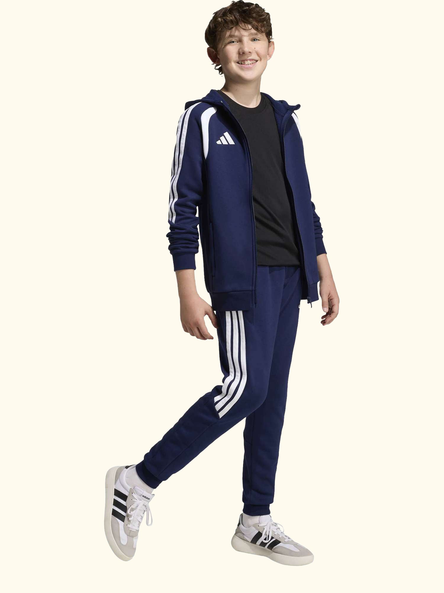 Kids' Tiro26 League Full Zip Hoodie, Team Navy Blue/White