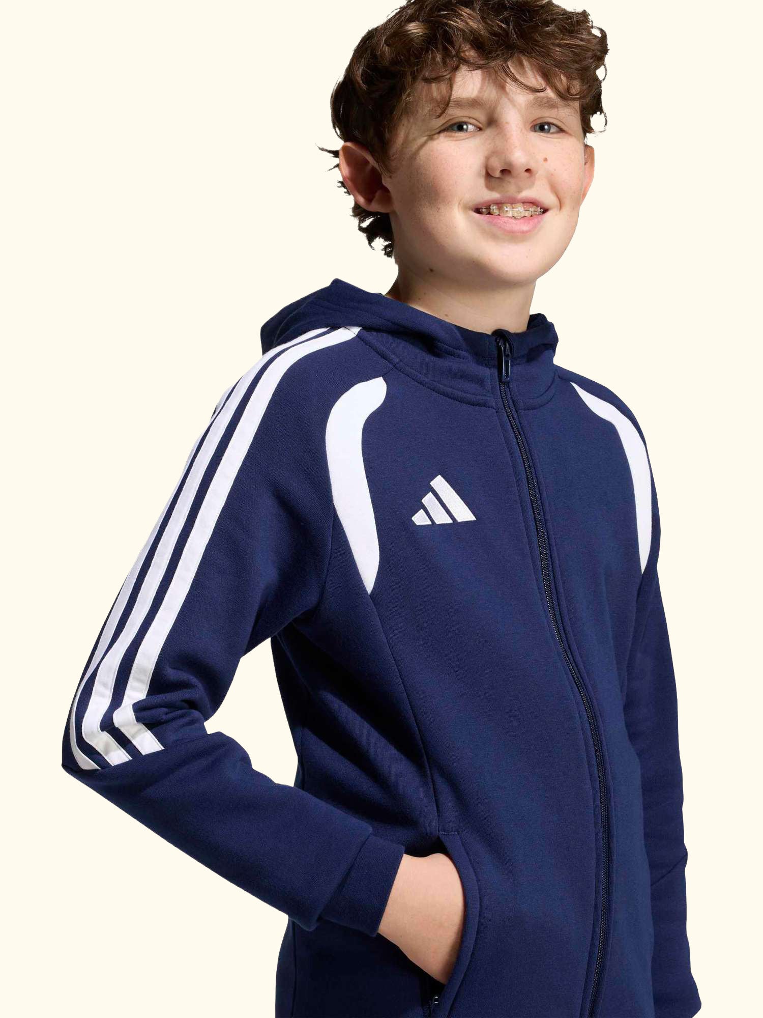 Kids' Tiro26 League Full Zip Hoodie, Team Navy Blue/White