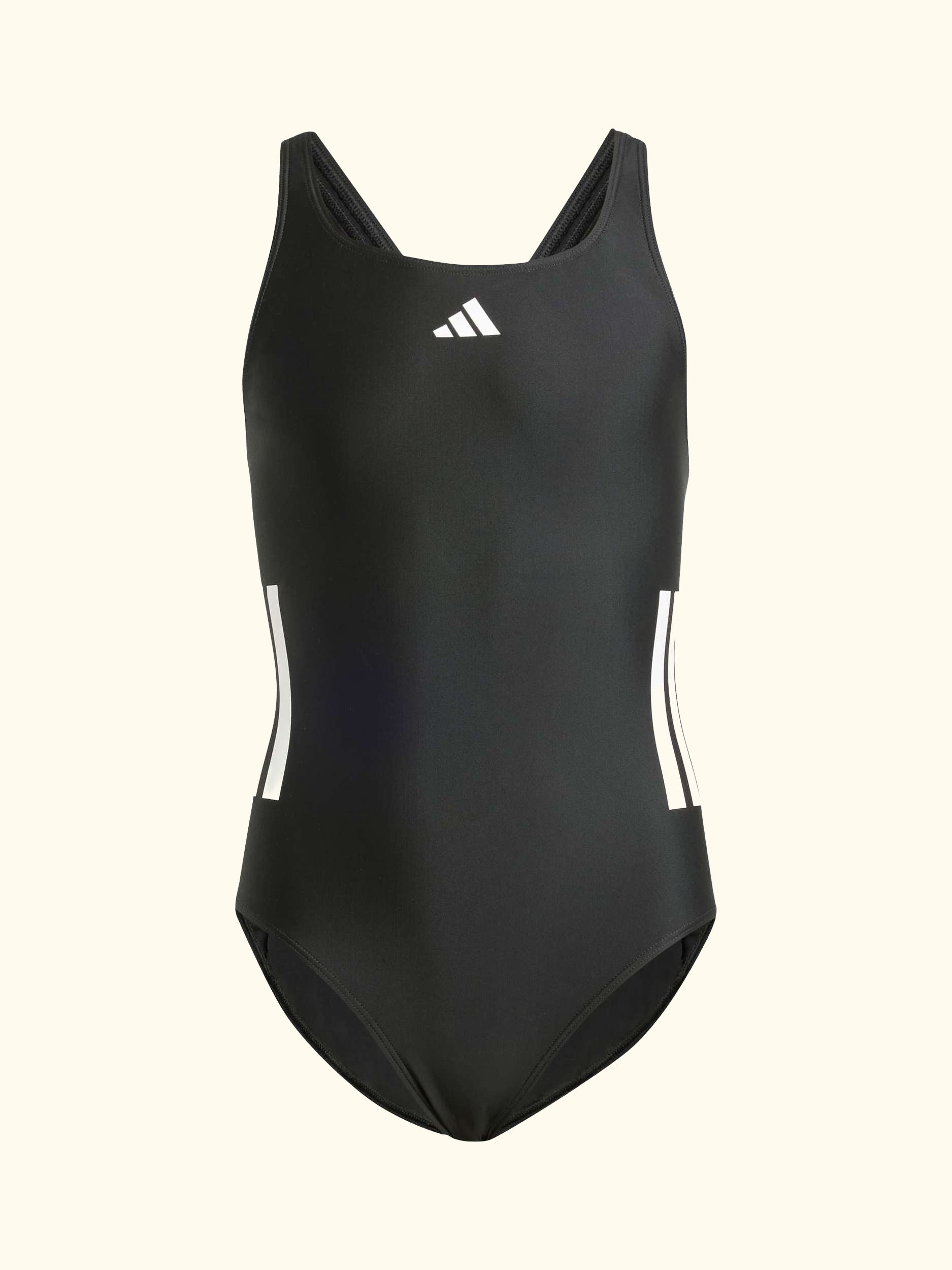 Kids' 3-Stripe Swimsuit, Black/White