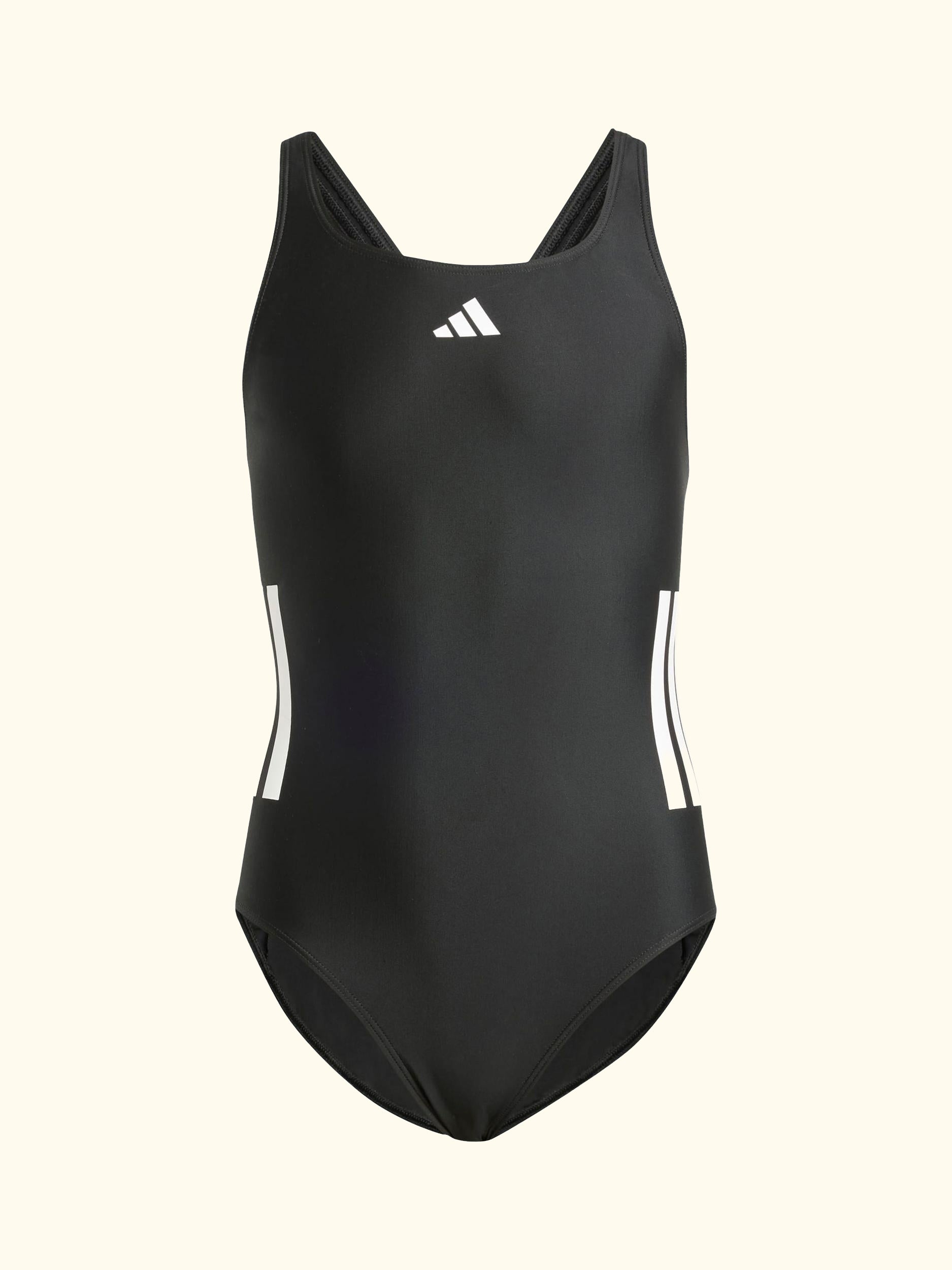 Kids' 3-Stripe Swimsuit, Black/White