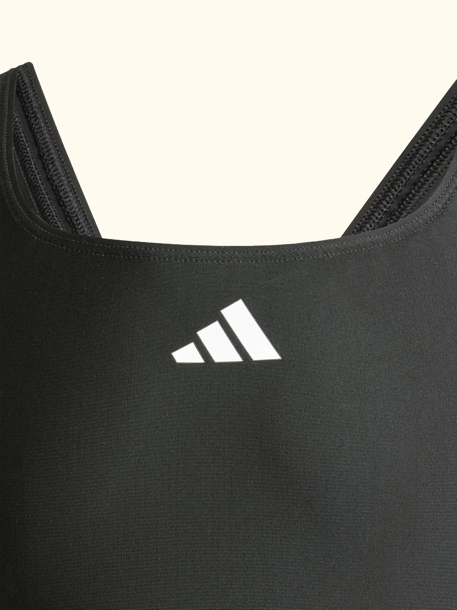 Kids' 3-Stripe Swimsuit, Black/White