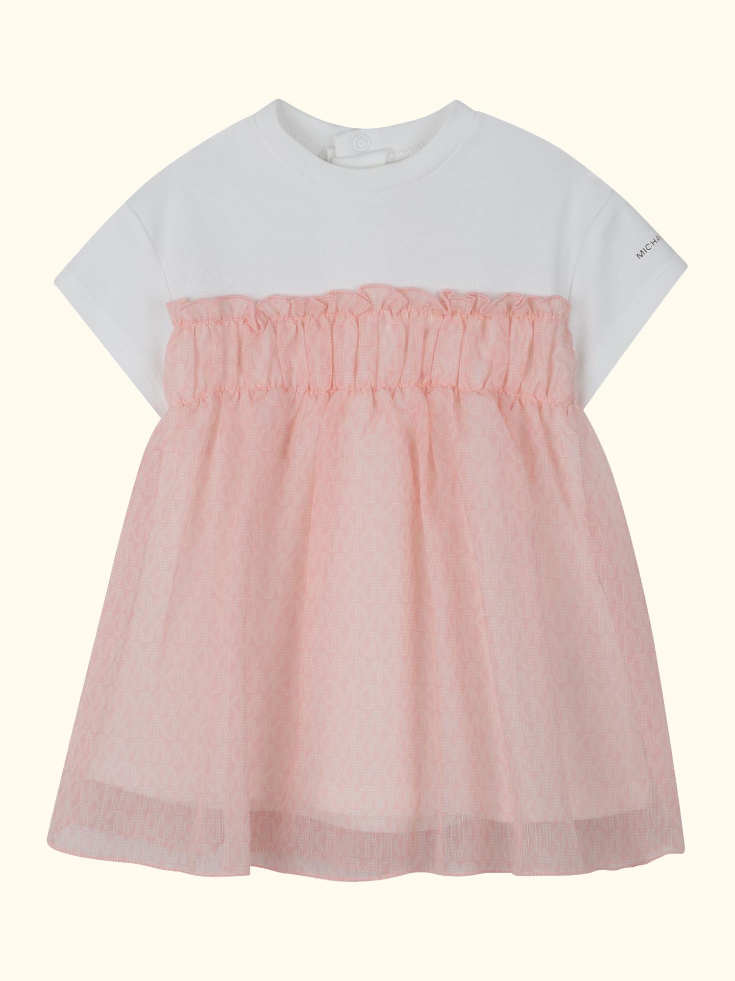 Baby Short Sleeve Sheer Skirt Dress, Pink Pale
