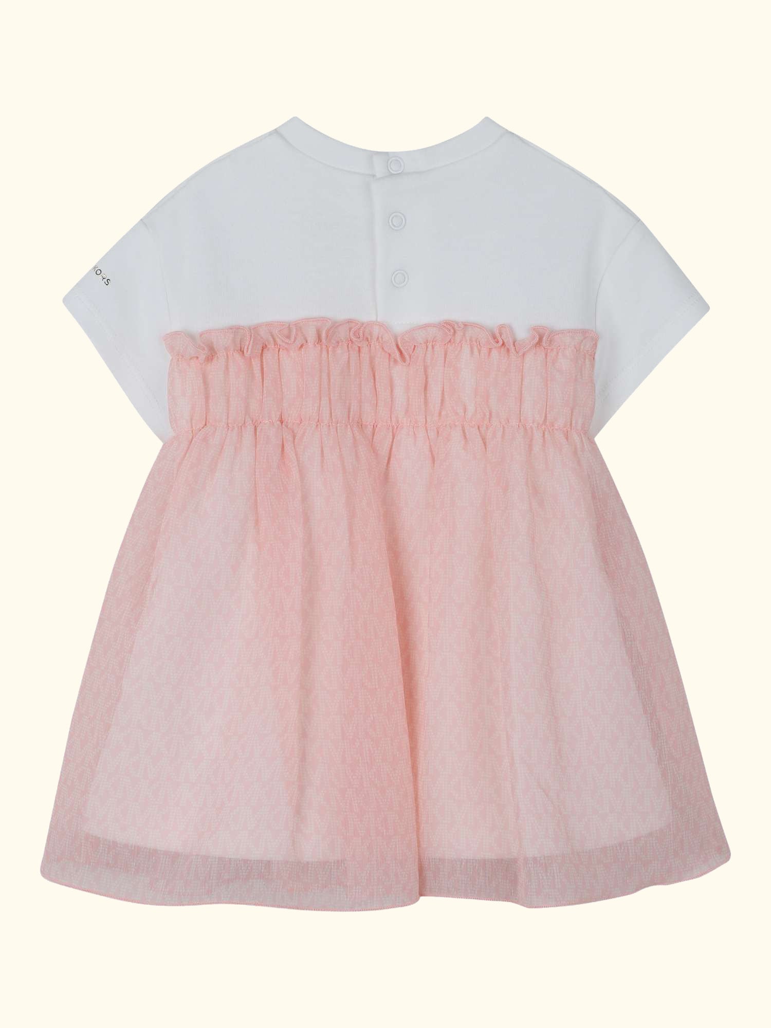 Baby Short Sleeve Sheer Skirt Dress, Pink Pale