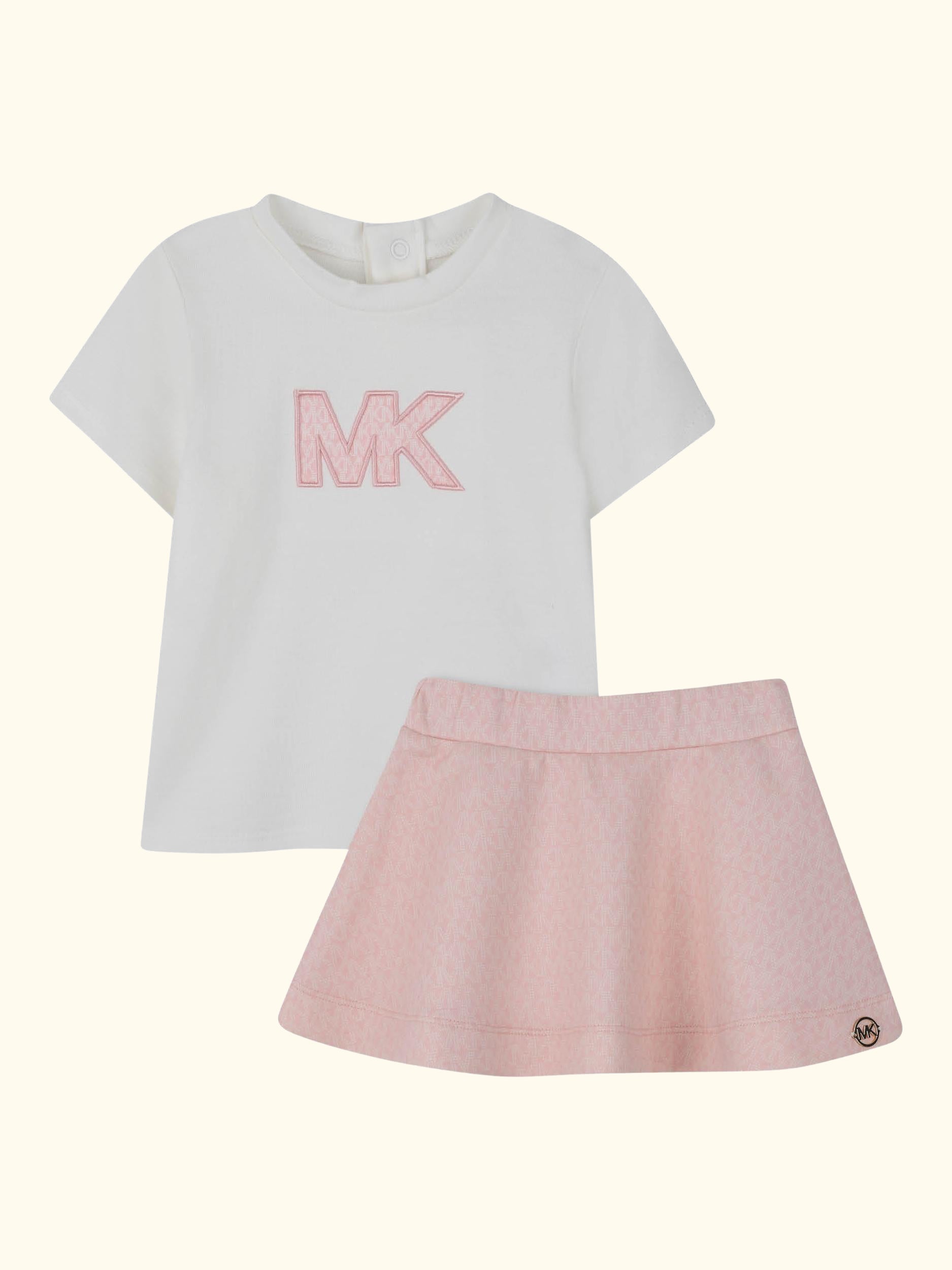 Baby Logo T-Shirt & Skirt Set, Pink Pale
