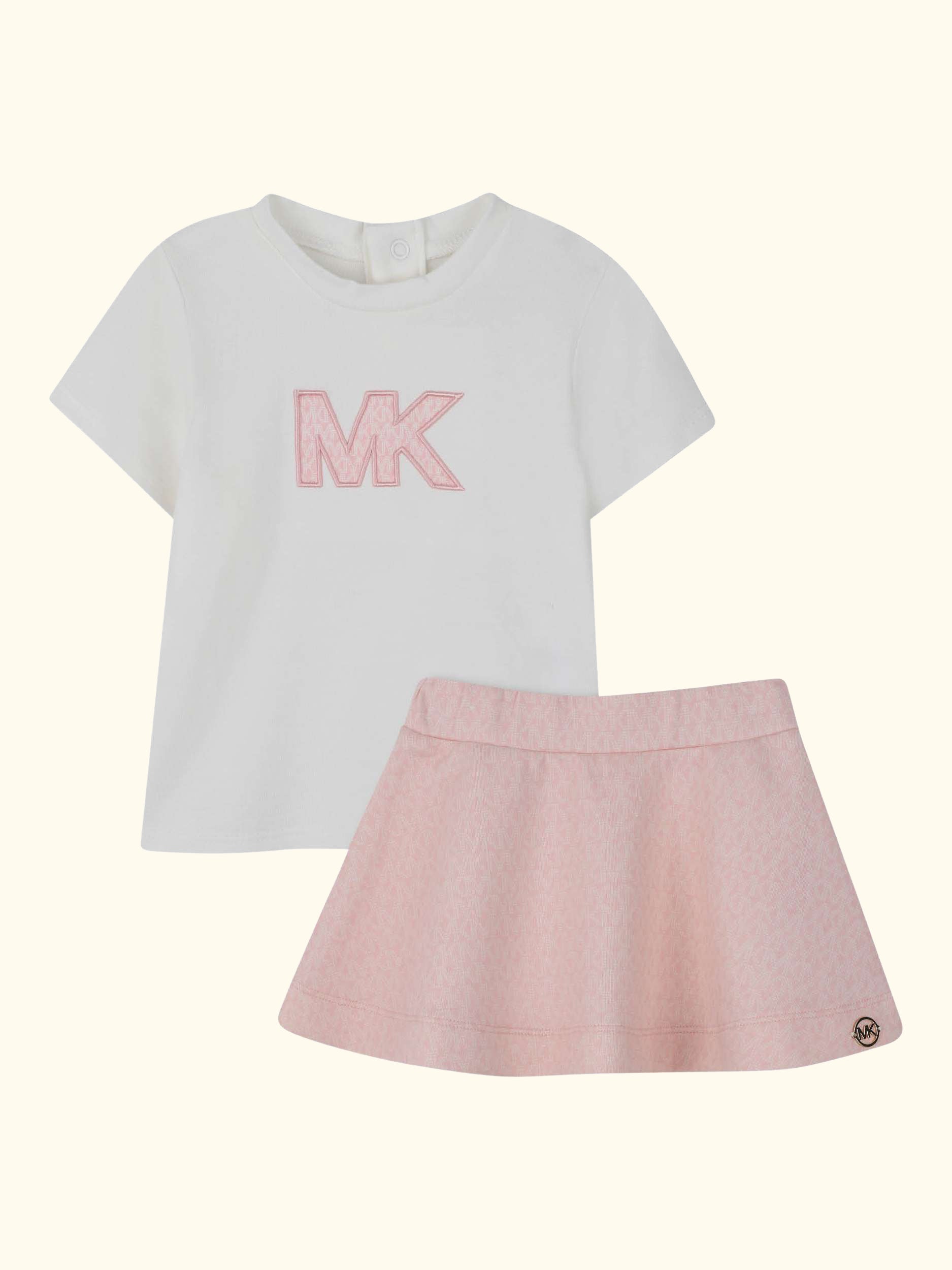Baby Logo T-Shirt & Skirt Set, Pink Pale