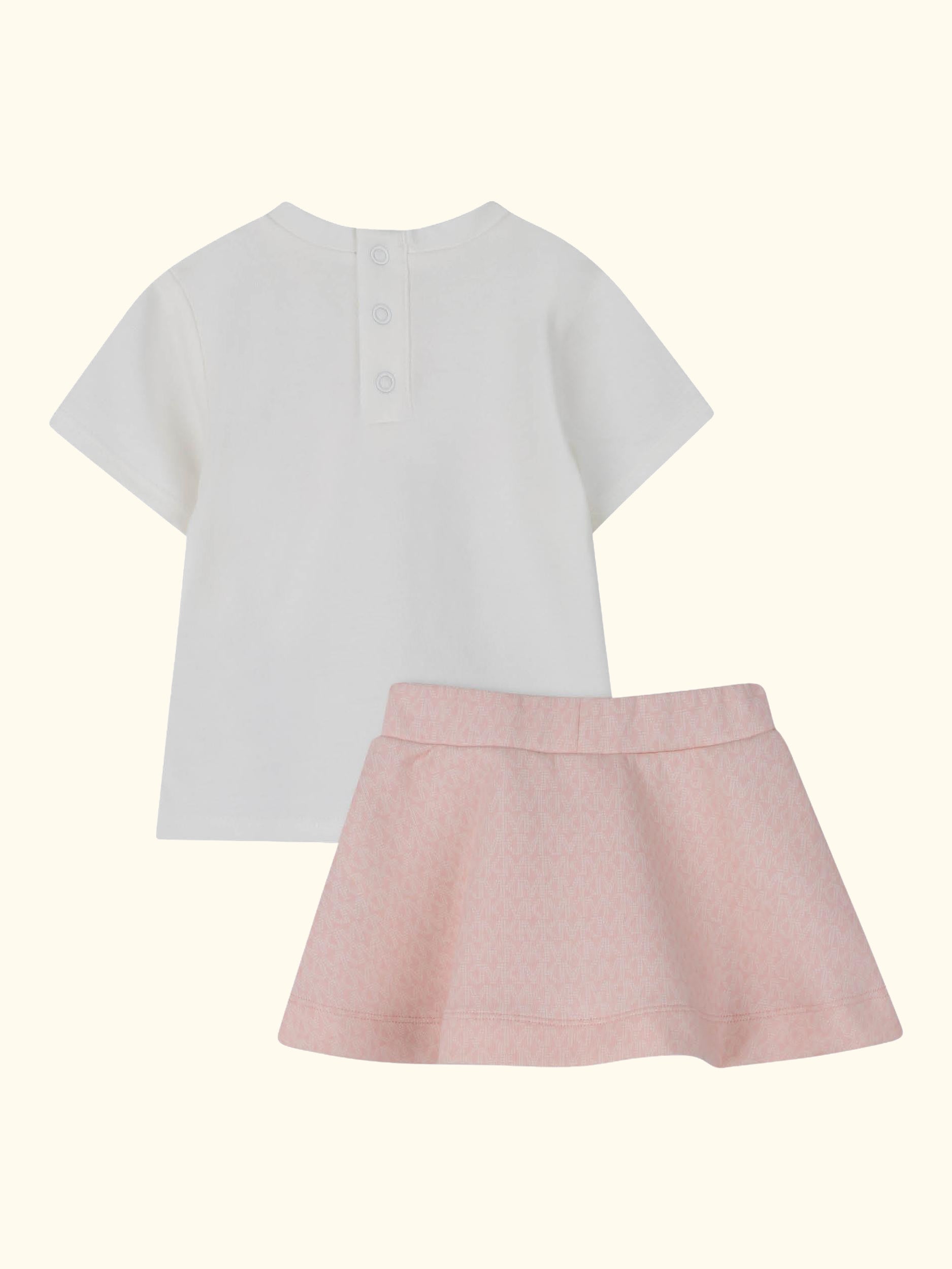 Baby Logo T-Shirt & Skirt Set, Pink Pale