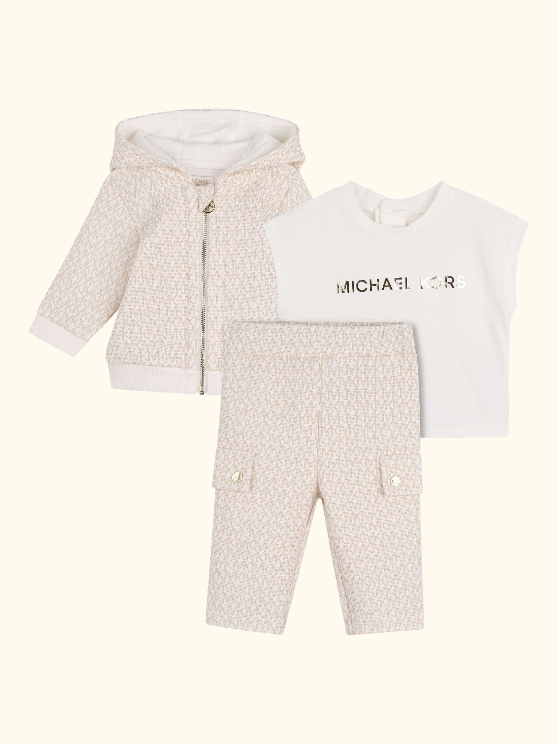 Baby Logo T-Shirt & Tracksuit Set, Cream
