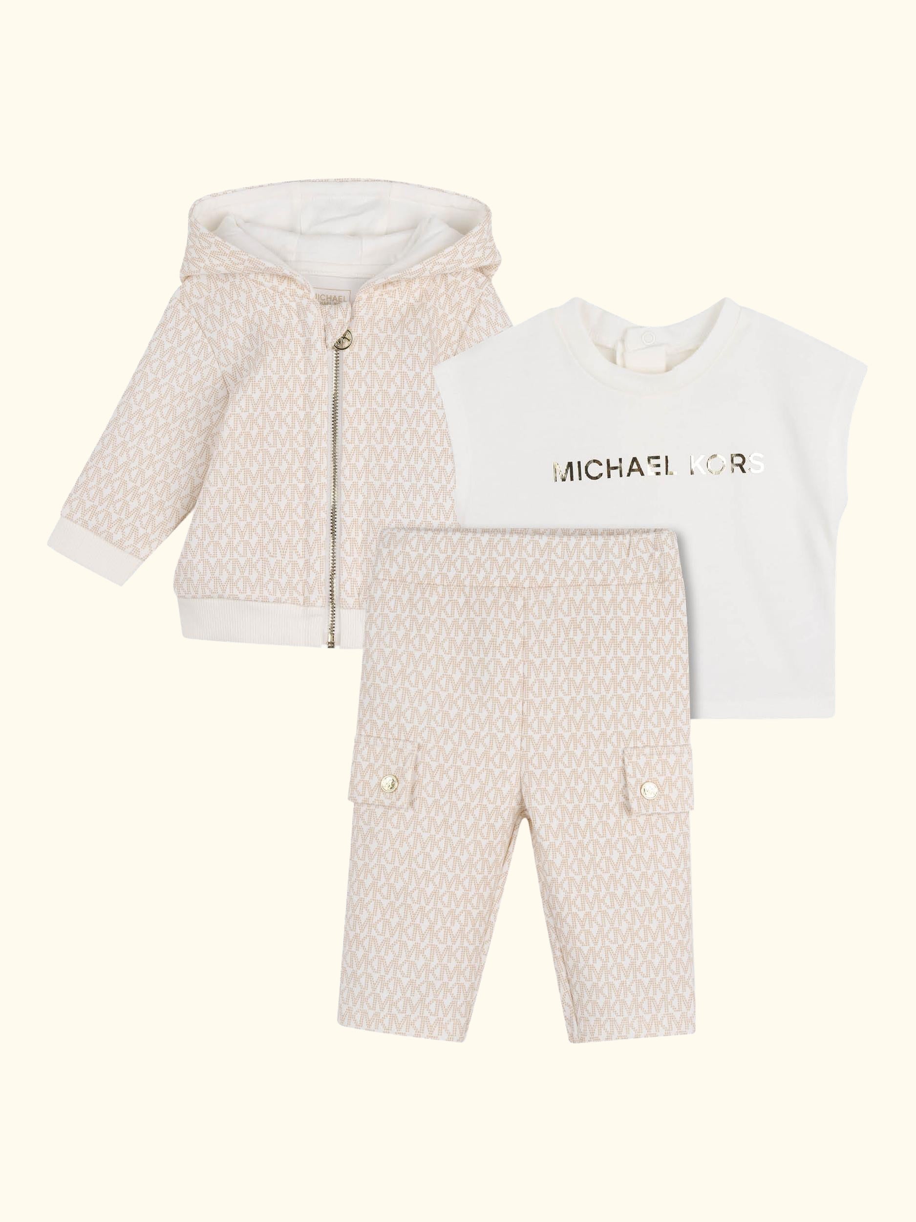 Baby Logo T-Shirt & Tracksuit Set, Cream
