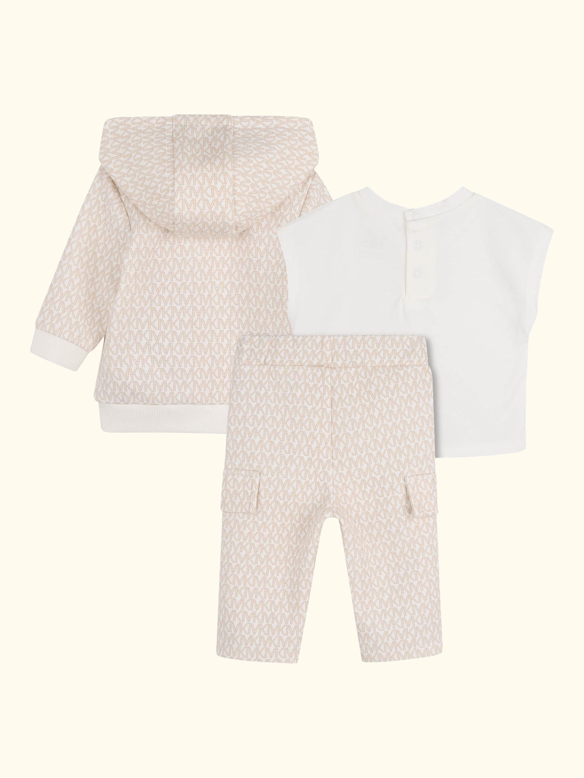Baby Logo T-Shirt & Tracksuit Set, Cream