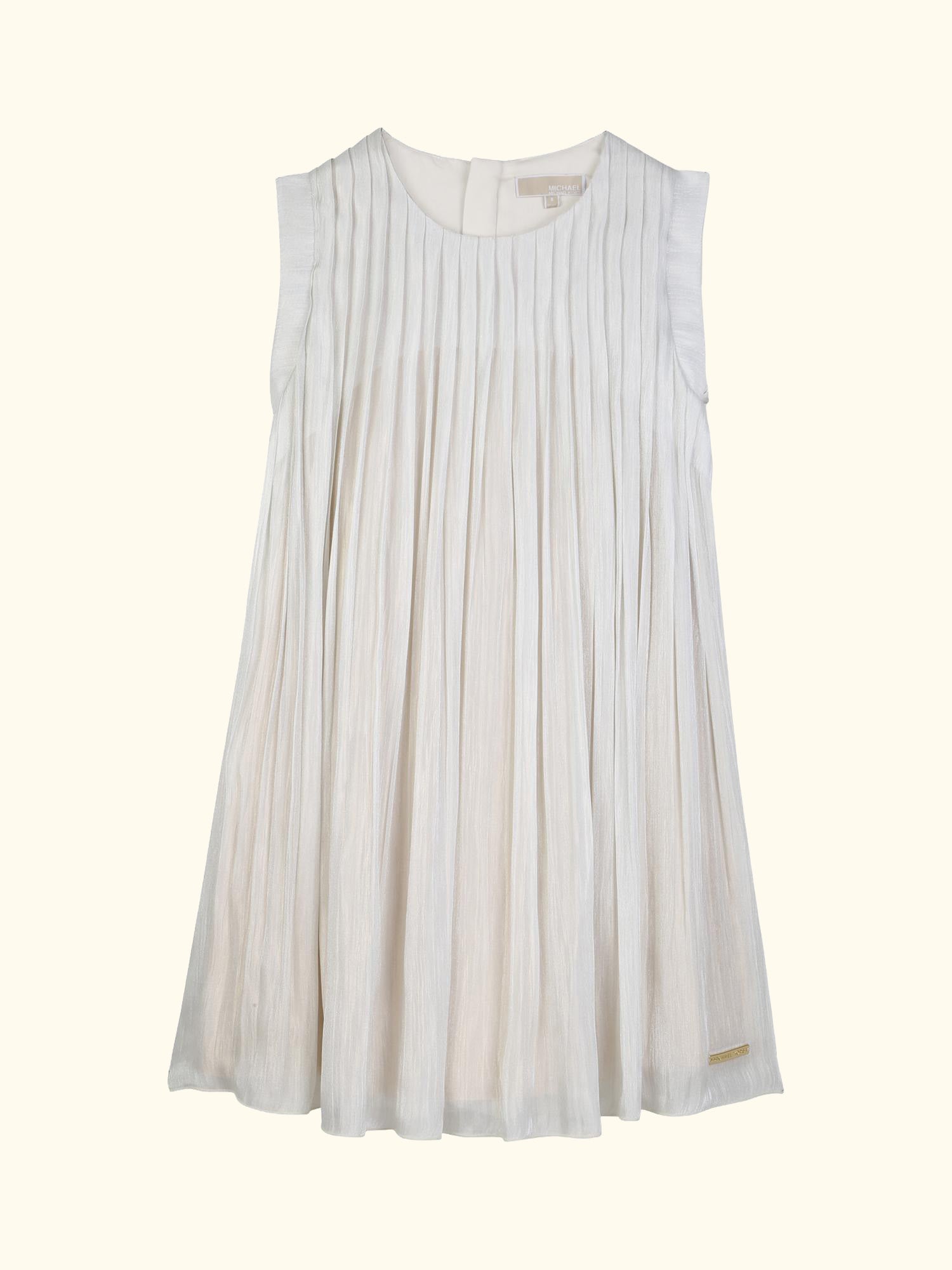 Kids' Sleeveless Pleated Voile Dress, Light Gold