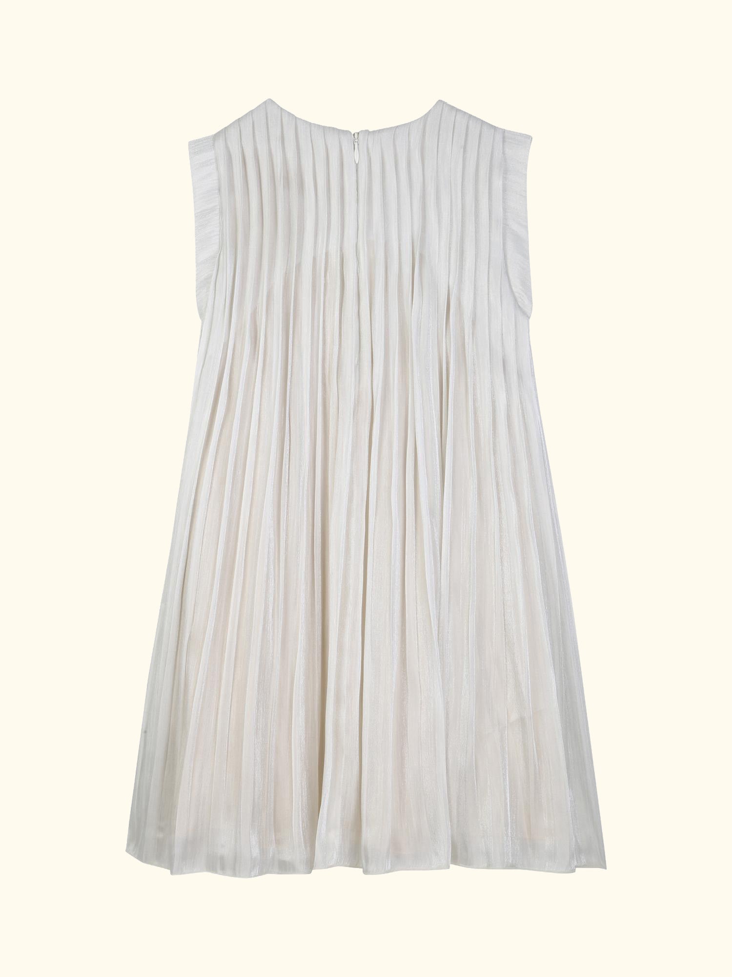 Kids' Sleeveless Pleated Voile Dress, Light Gold