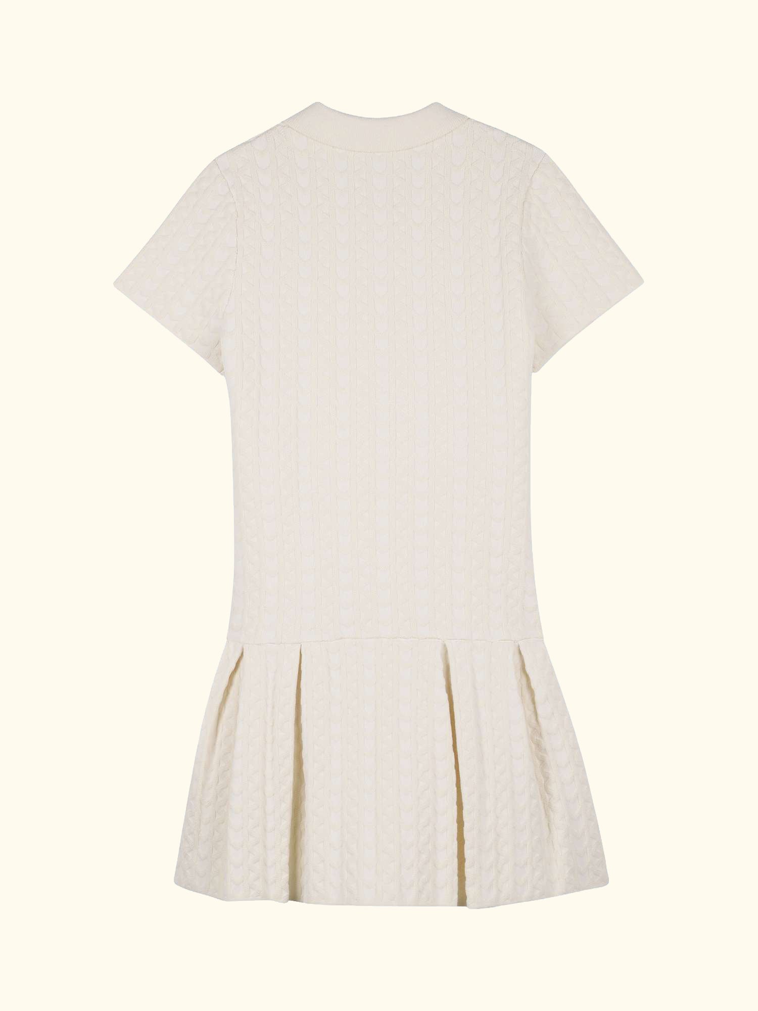 Kids' Short Sleeve Jacquard Polo Dress, Cream
