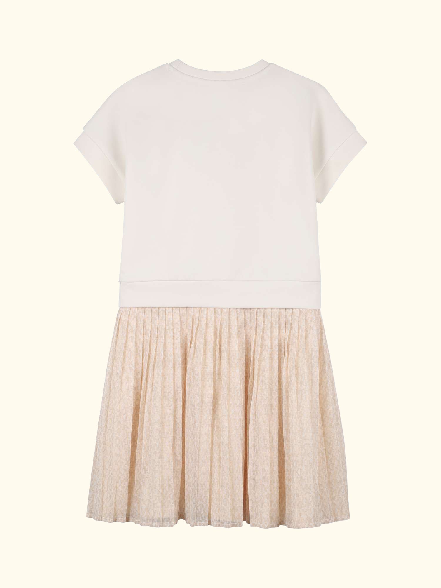 Kids' Short Sleeve Pleated Dress, Cream