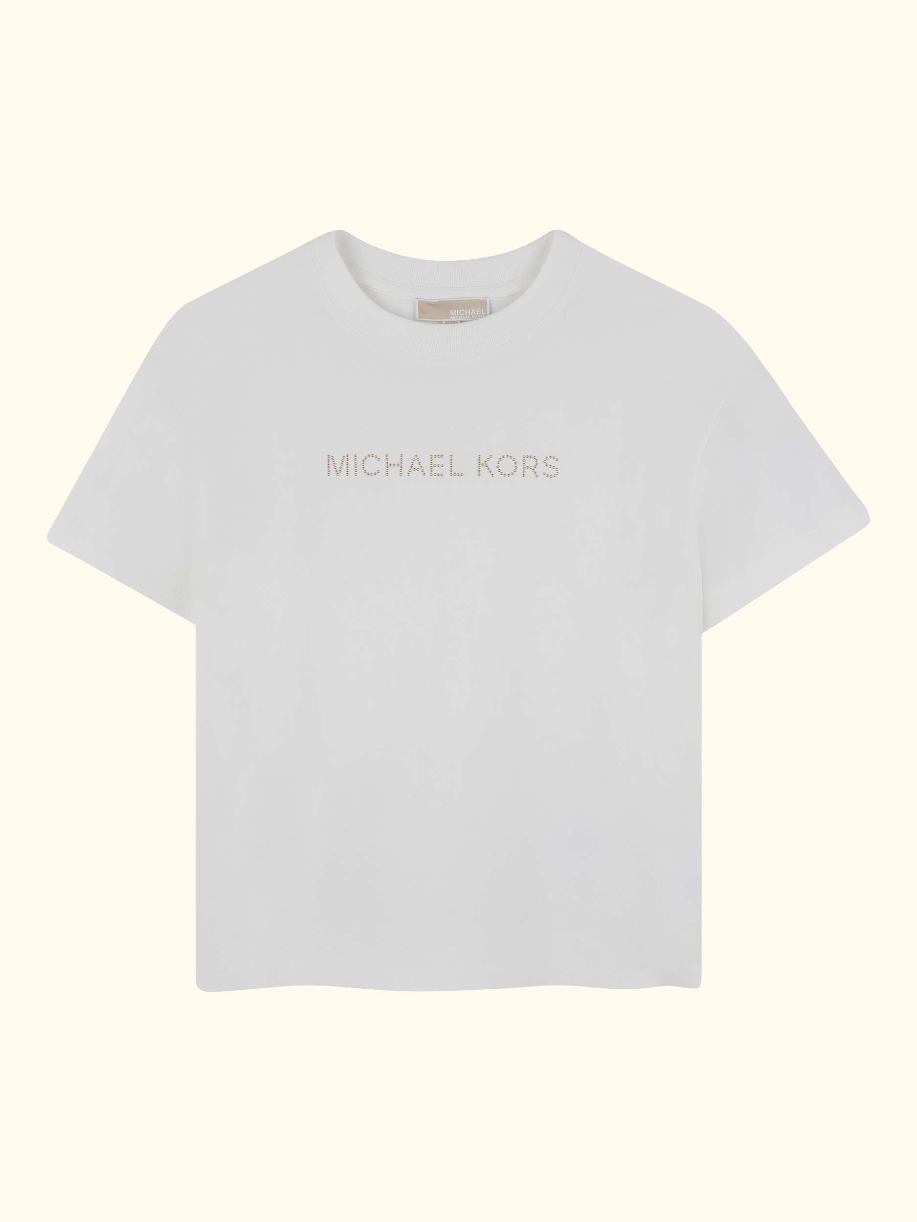 Kids' Short Sleeve Studded Logo T-Shirt, Offwhite
