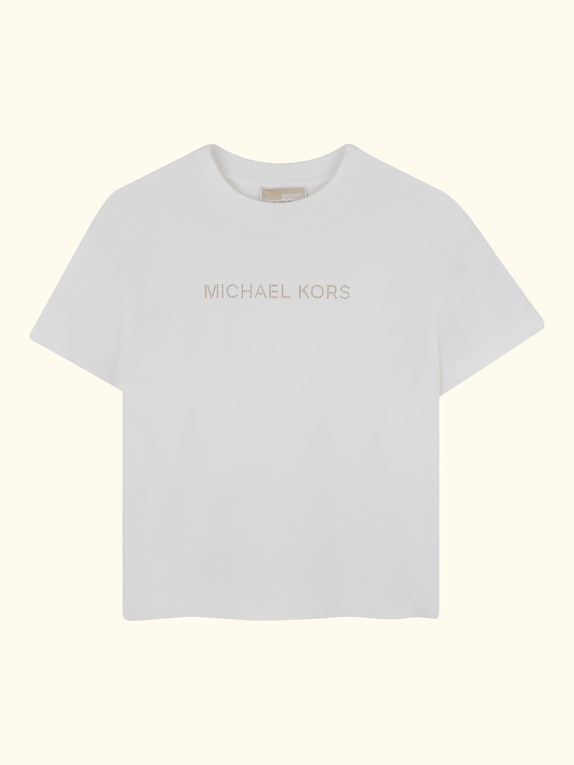 Kids' Short Sleeve Studded Logo T-Shirt, Offwhite
