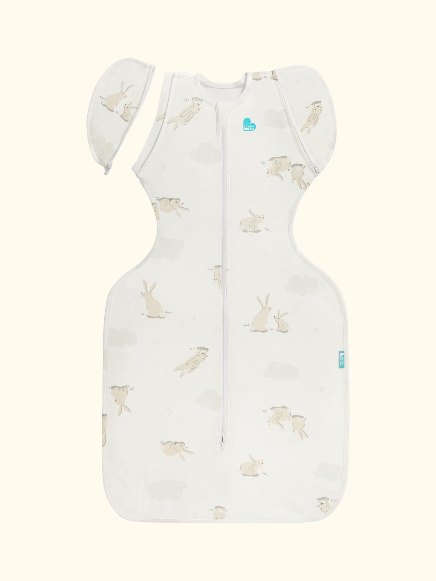 Swaddle Up Transition Bunnies Baby Sleeping Bag, 1 Tog, White