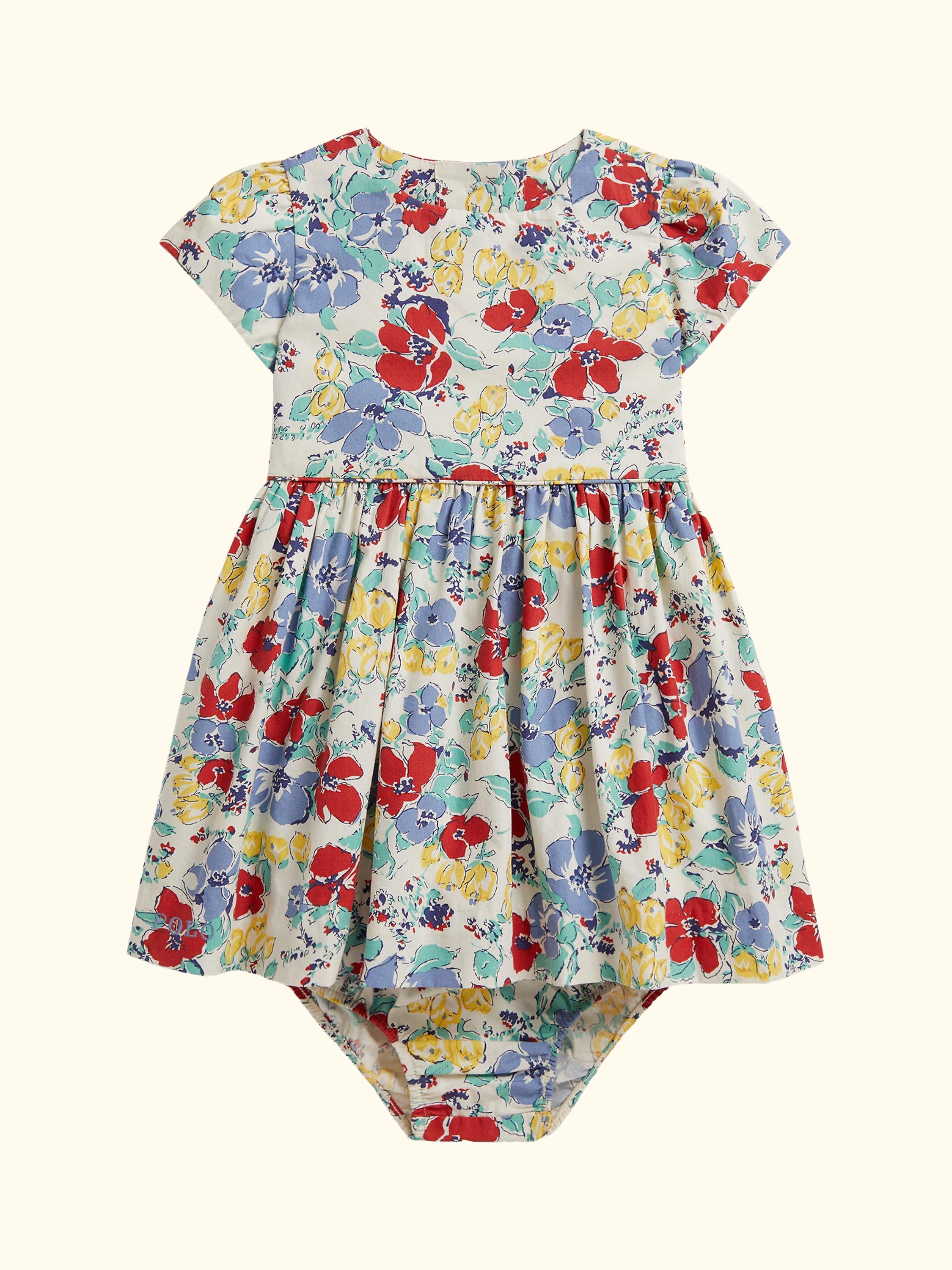 Baby Fit and Flare Floral Dress, Blue Multi
