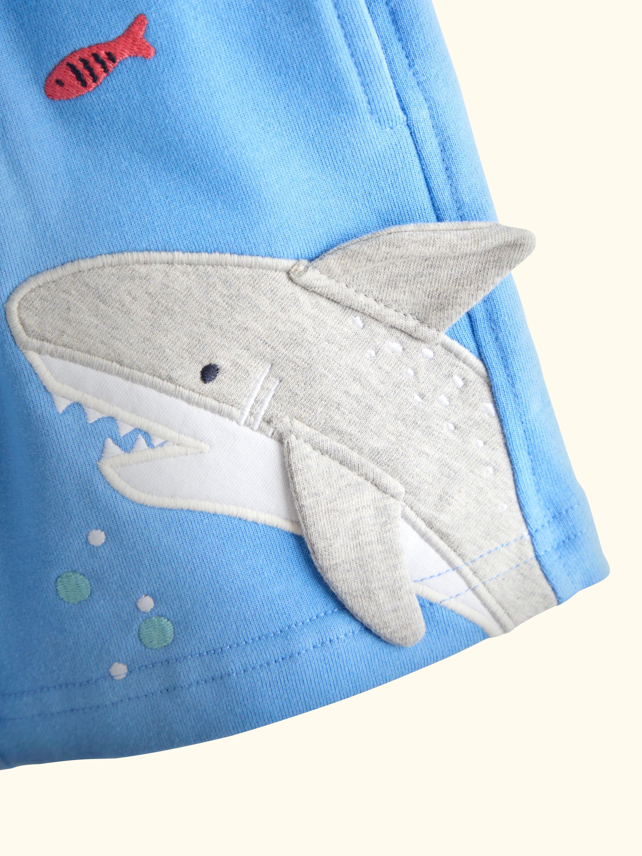 Kids' Appliqué & Plain Shorts, Pack of 2, Mid Blue